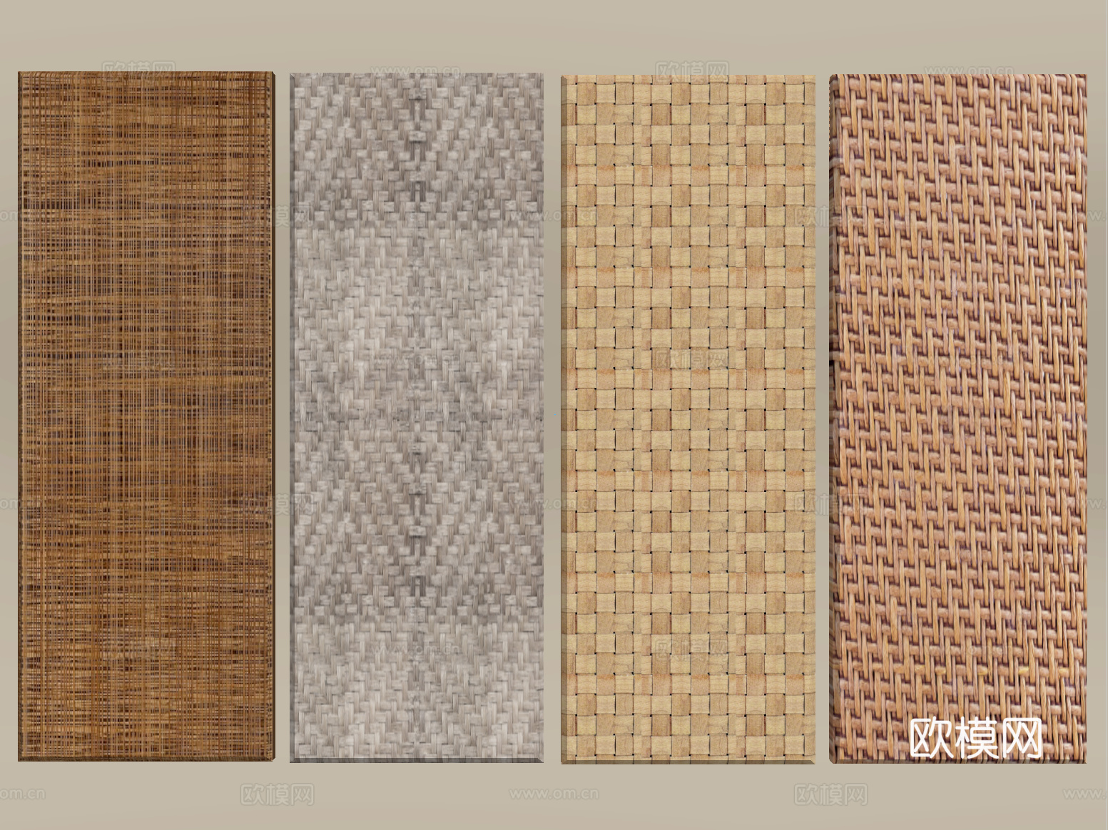 中式藤编屏风隔断 藤编制品su模型