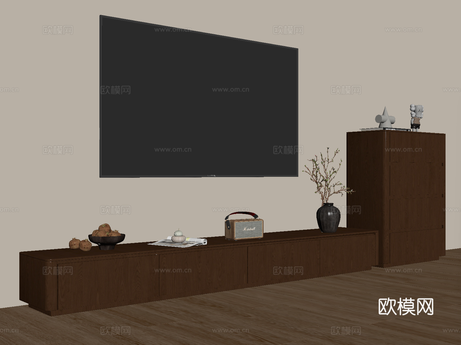 中古风电视柜 电视 斗柜su模型