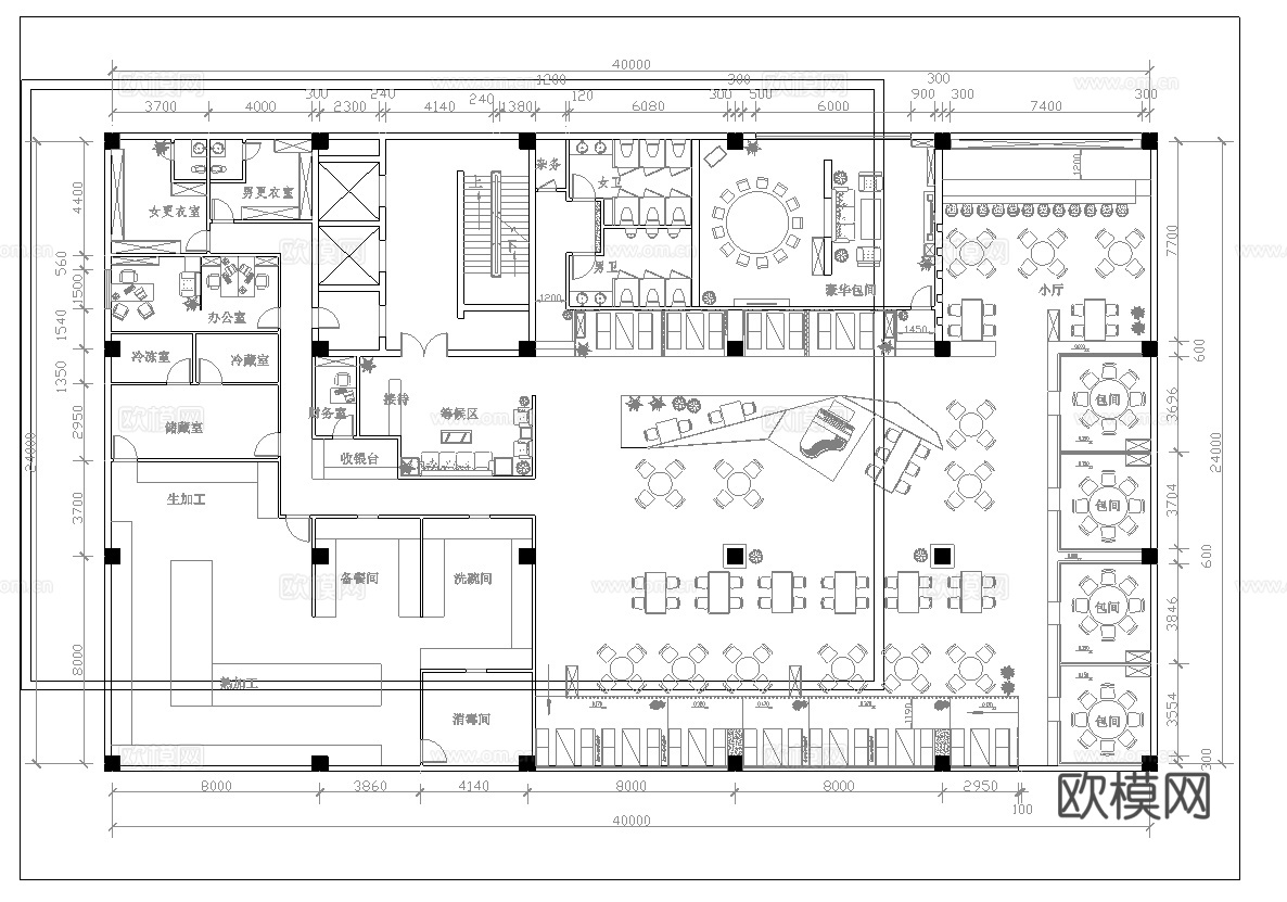 800平音乐西餐厅 最新平面施工图合集cad施工图