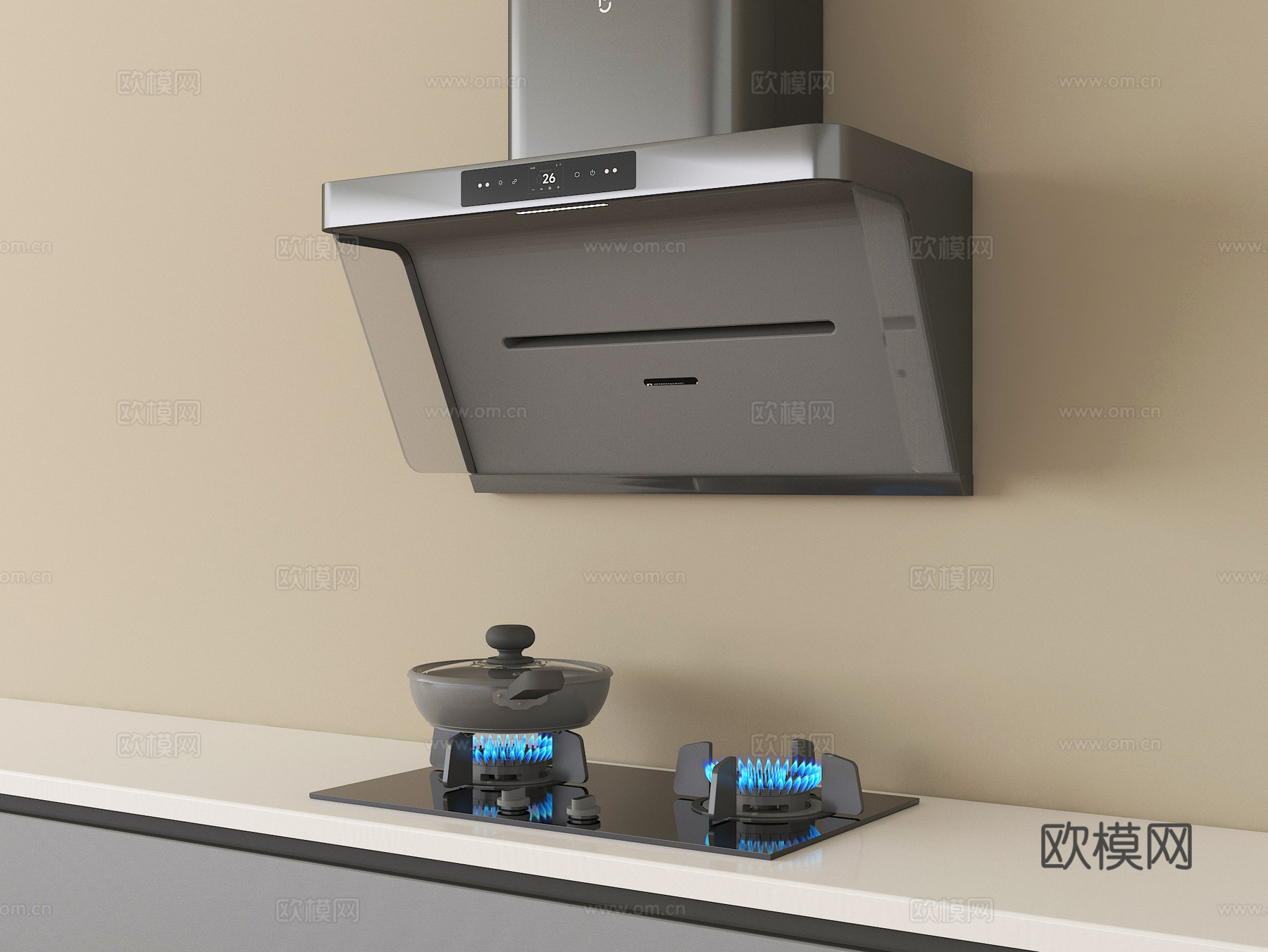 现代油烟机 燃气灶su模型