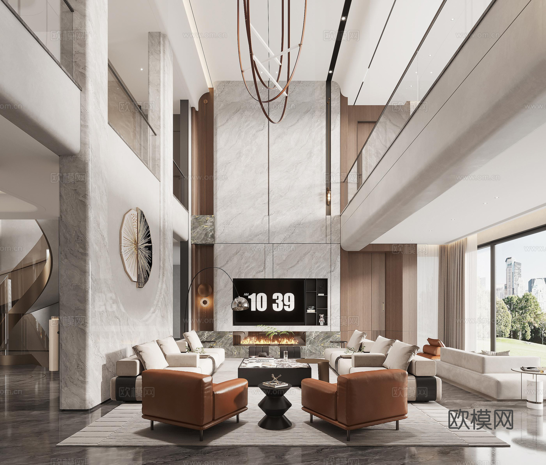 轻奢挑空别墅 样板间 最新全套施工图 效果图合集cad施工图