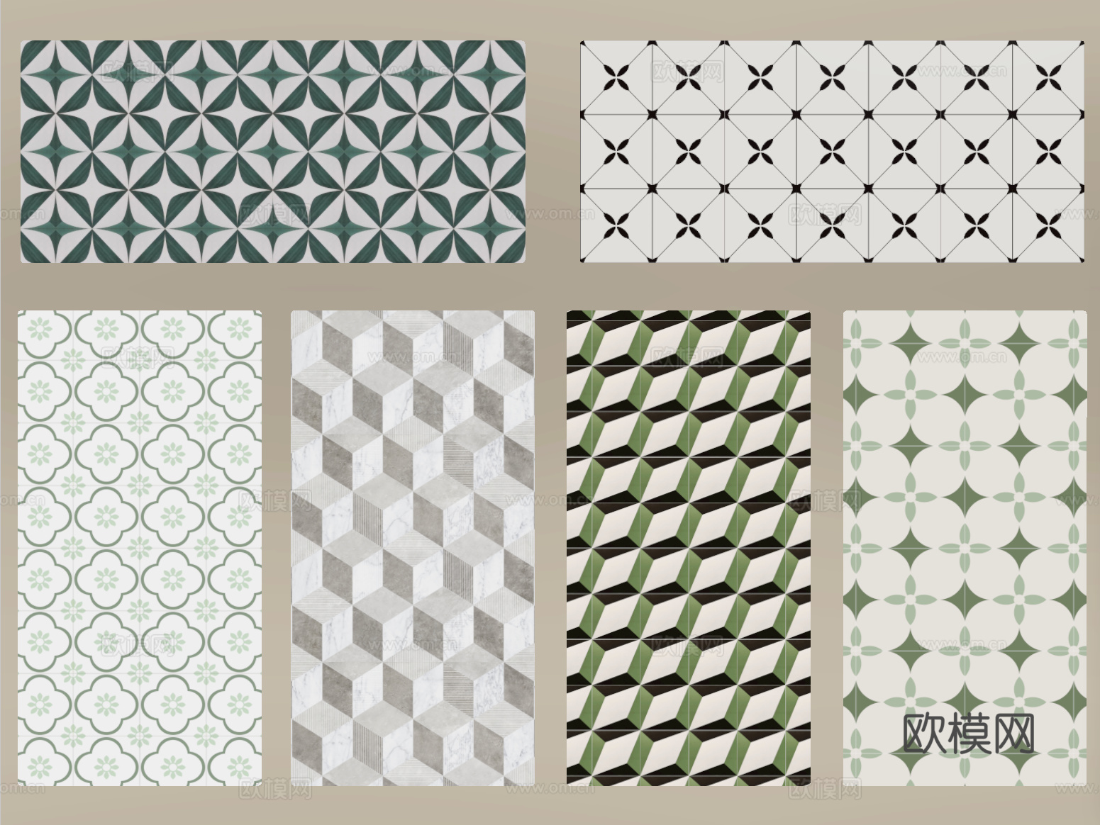 法式中古地砖花砖 仿古砖拼花复古砖su模型