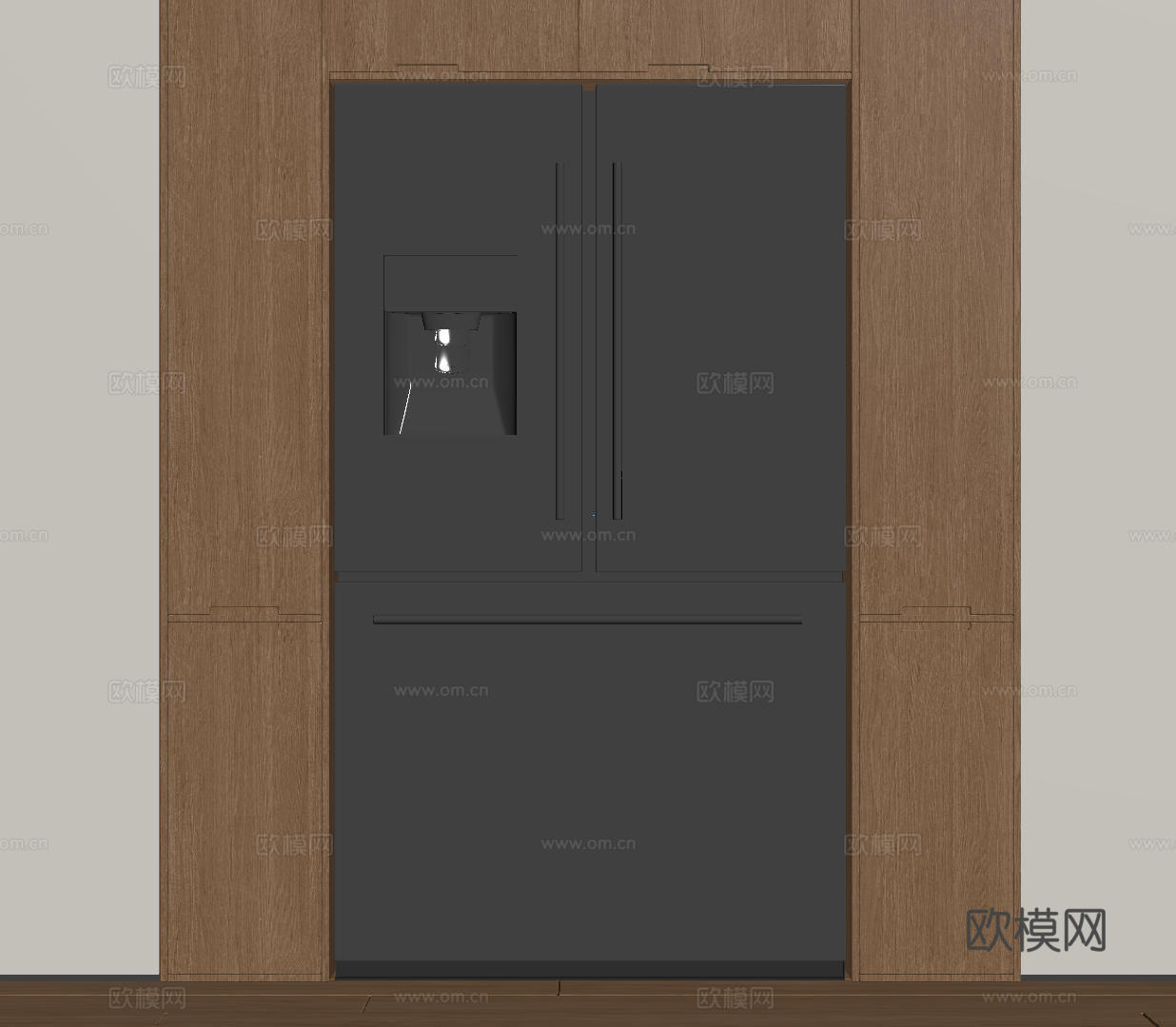 现代极简冰箱 双开门冰箱 简约冰箱柜 中古冰箱 意式冰箱 厨su模型