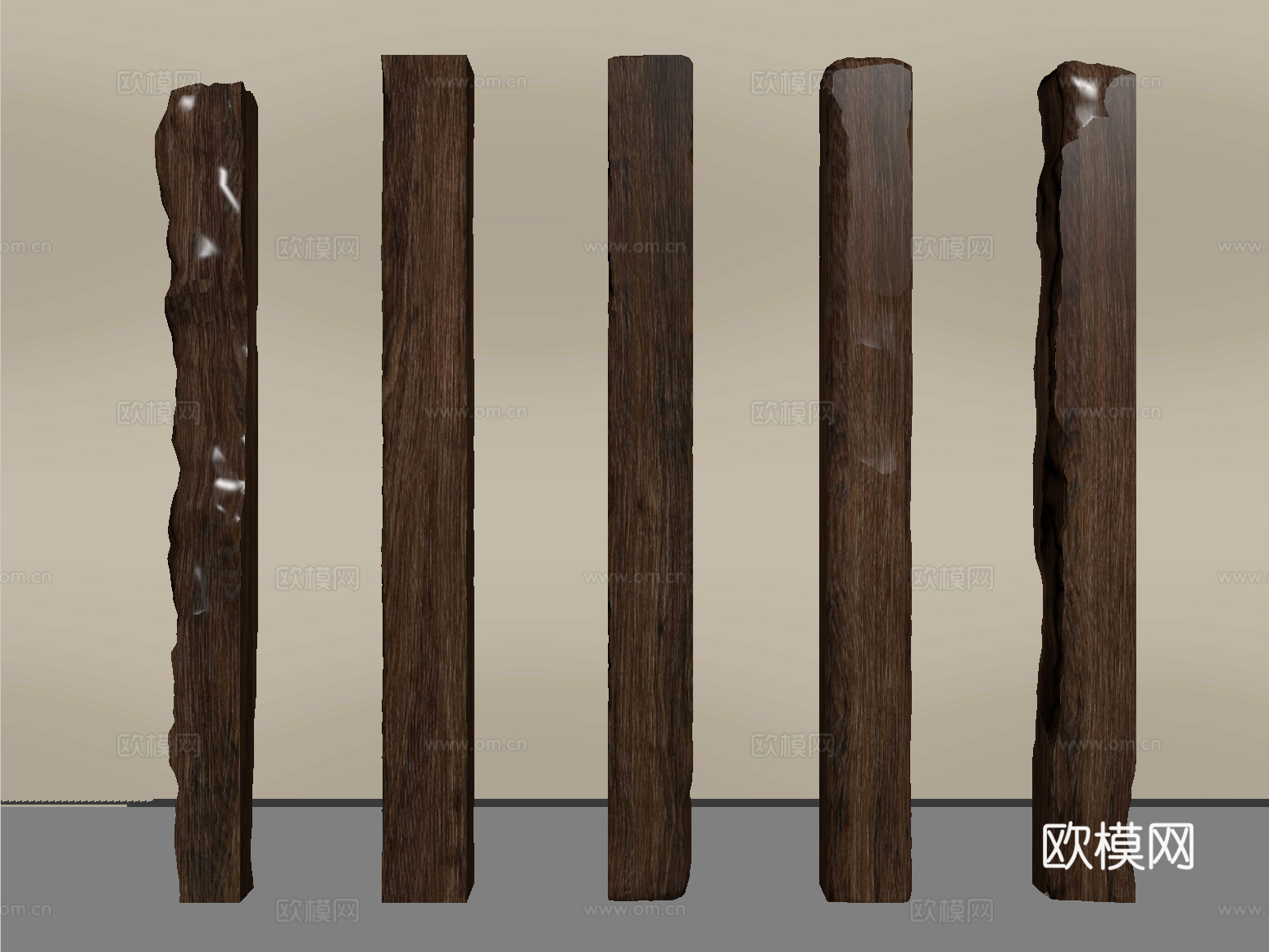 中式木头柱子 木头 木梁su模型