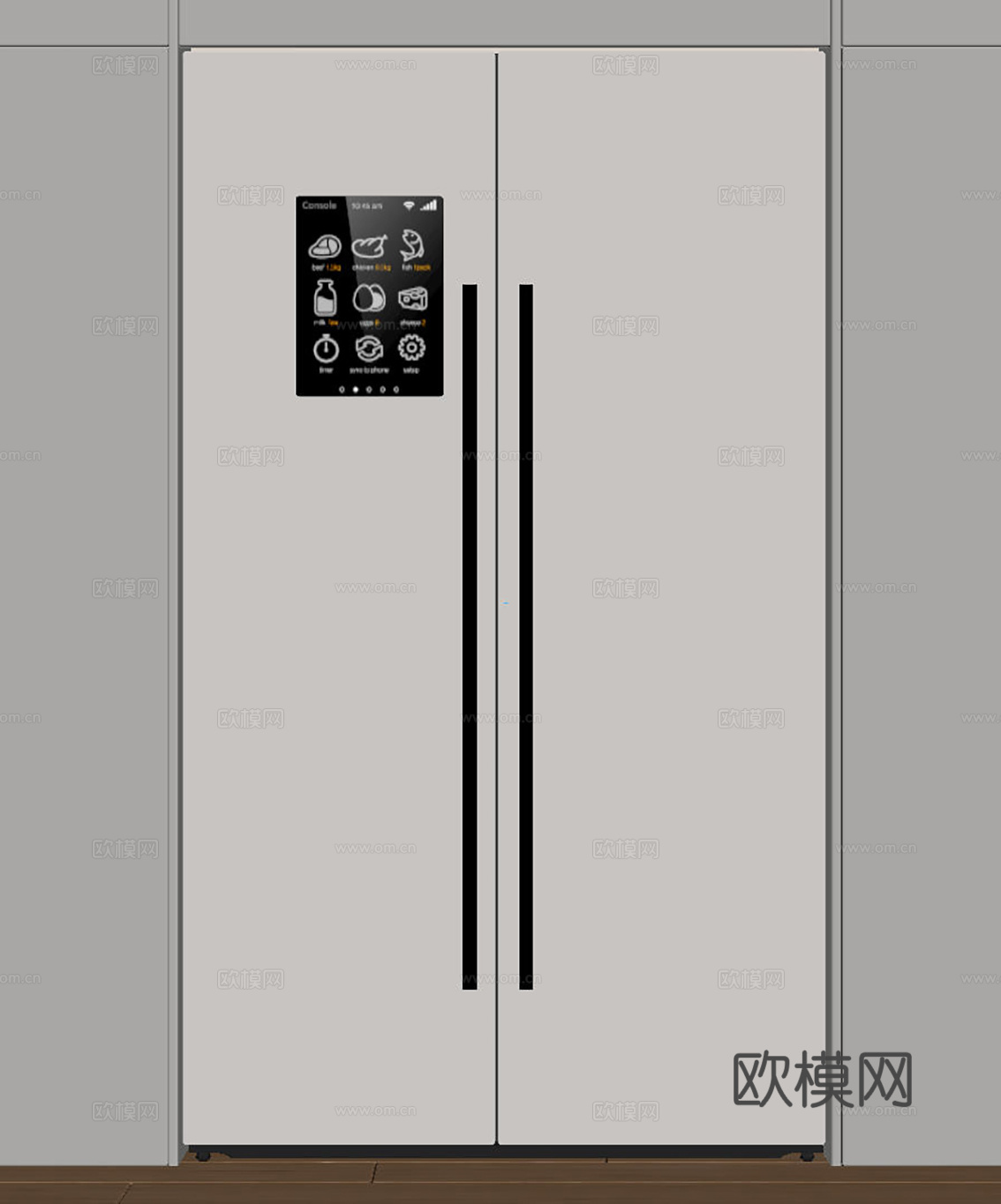 现代极简冰箱 双开门冰箱 简约冰箱柜 中古冰箱 意式冰箱 厨su模型
