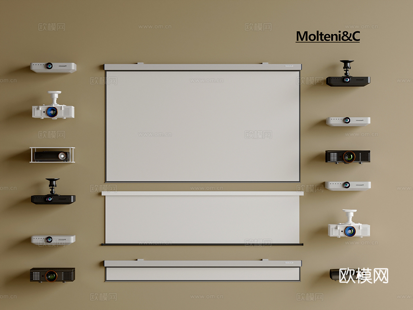 投影仪 幕布 投影设备su模型