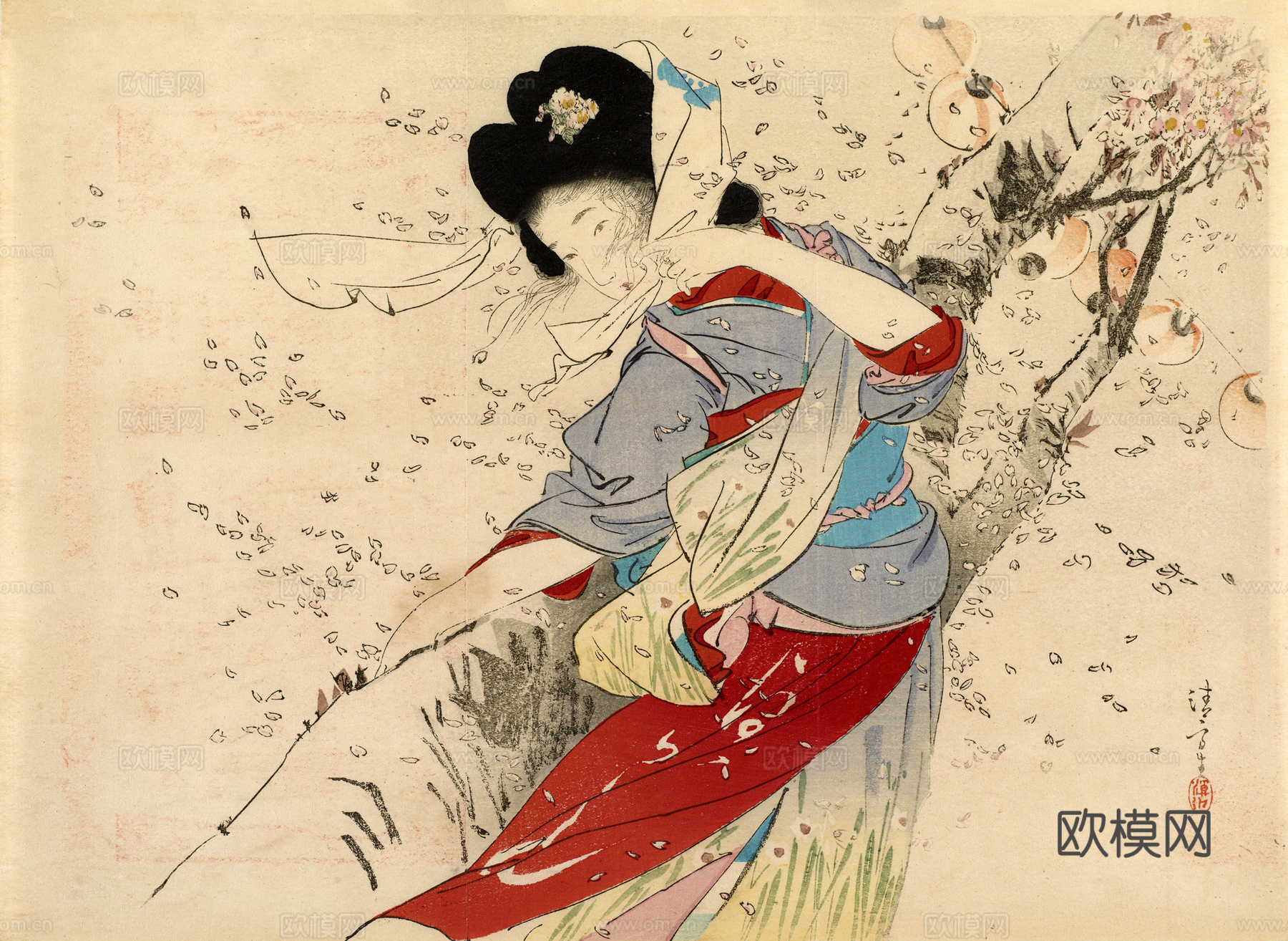 日本浮世绘人物画，日本清新人物画15