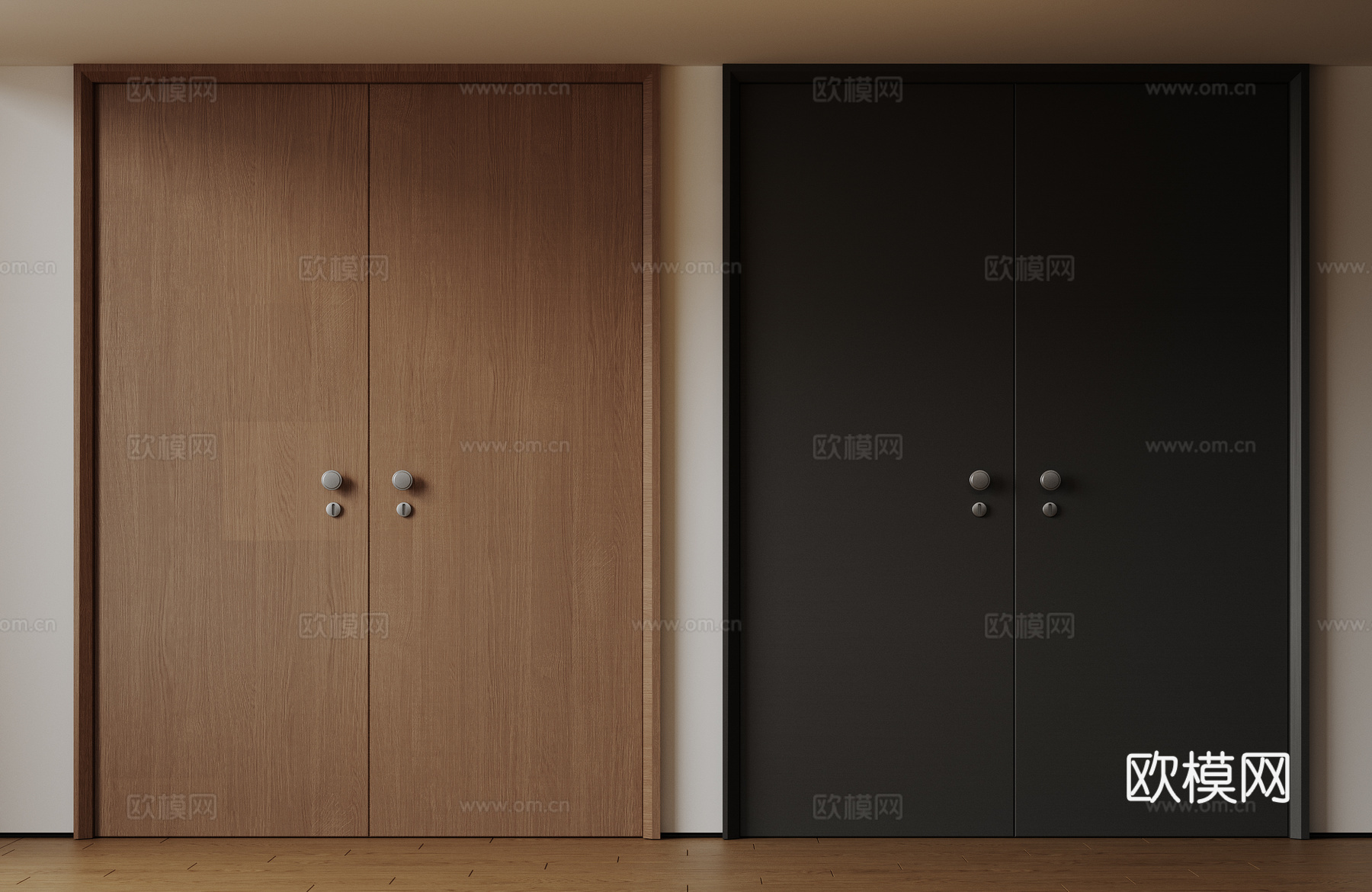 现代极简冰箱 双开门冰箱 简约冰箱柜 中古冰箱 意式冰箱 厨su模型