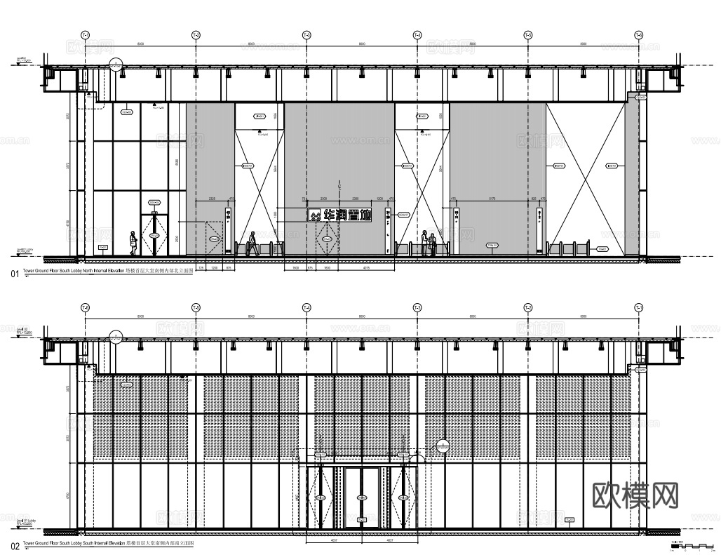 办公楼大堂 最新全套施工图 效果图合集cad施工图
