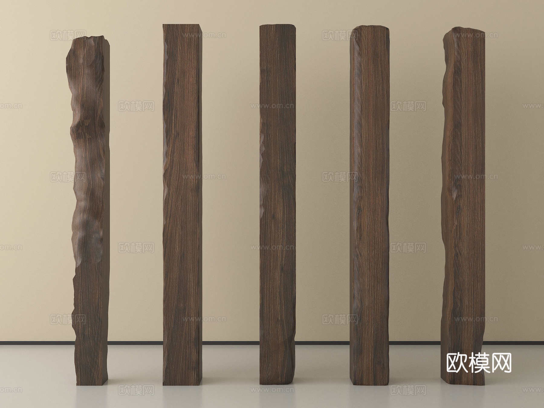中式木头柱子 木头 木梁su模型