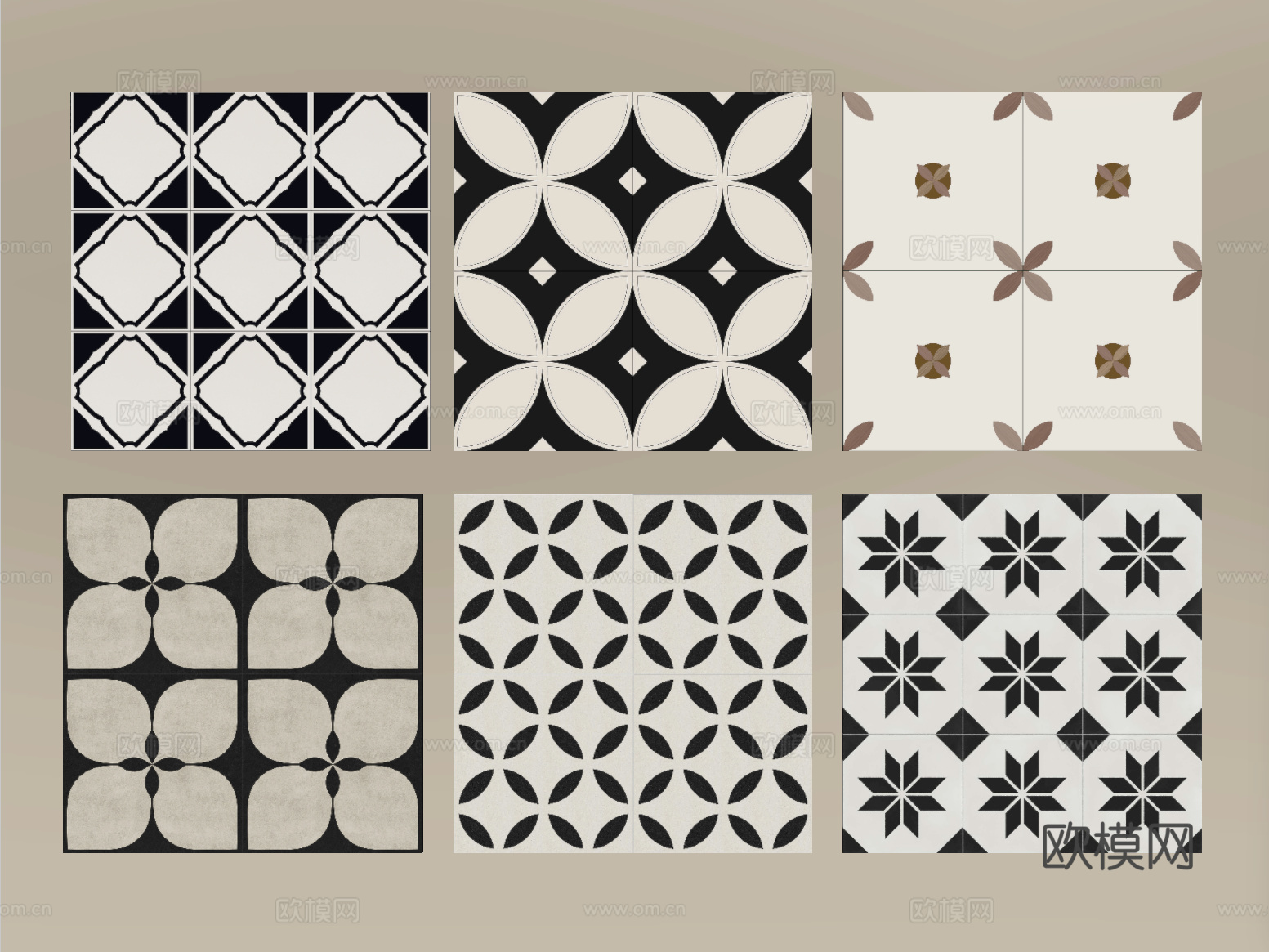 现代石材拼花地砖 花砖 仿古砖su模型