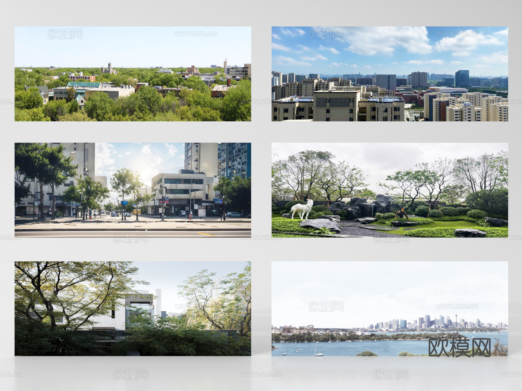 现代背景 环绕背景 城市背景 森林背景 外景贴图su模型