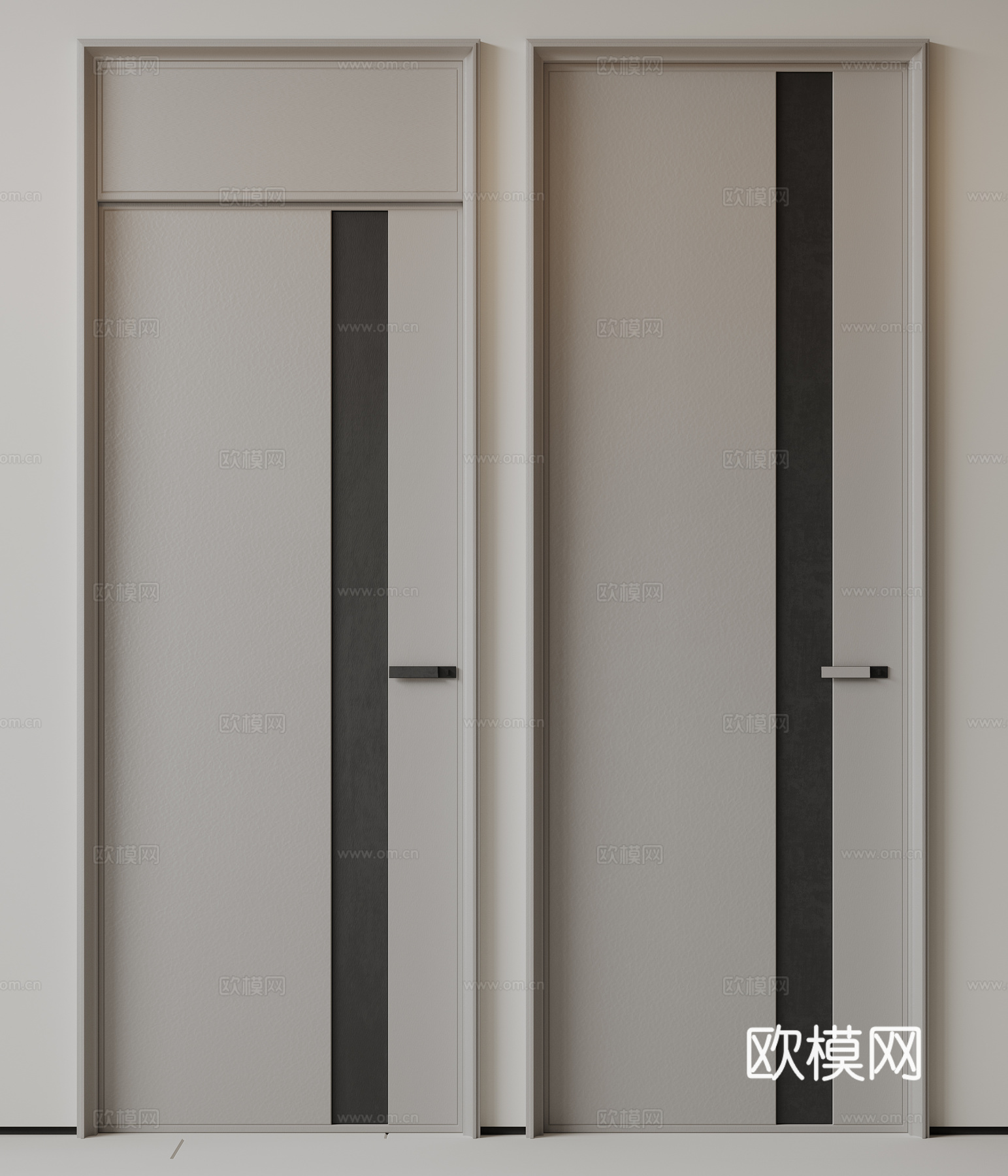 现代极简单开门 中古房间门 卧室门 平板门 实木门 平开门su模型