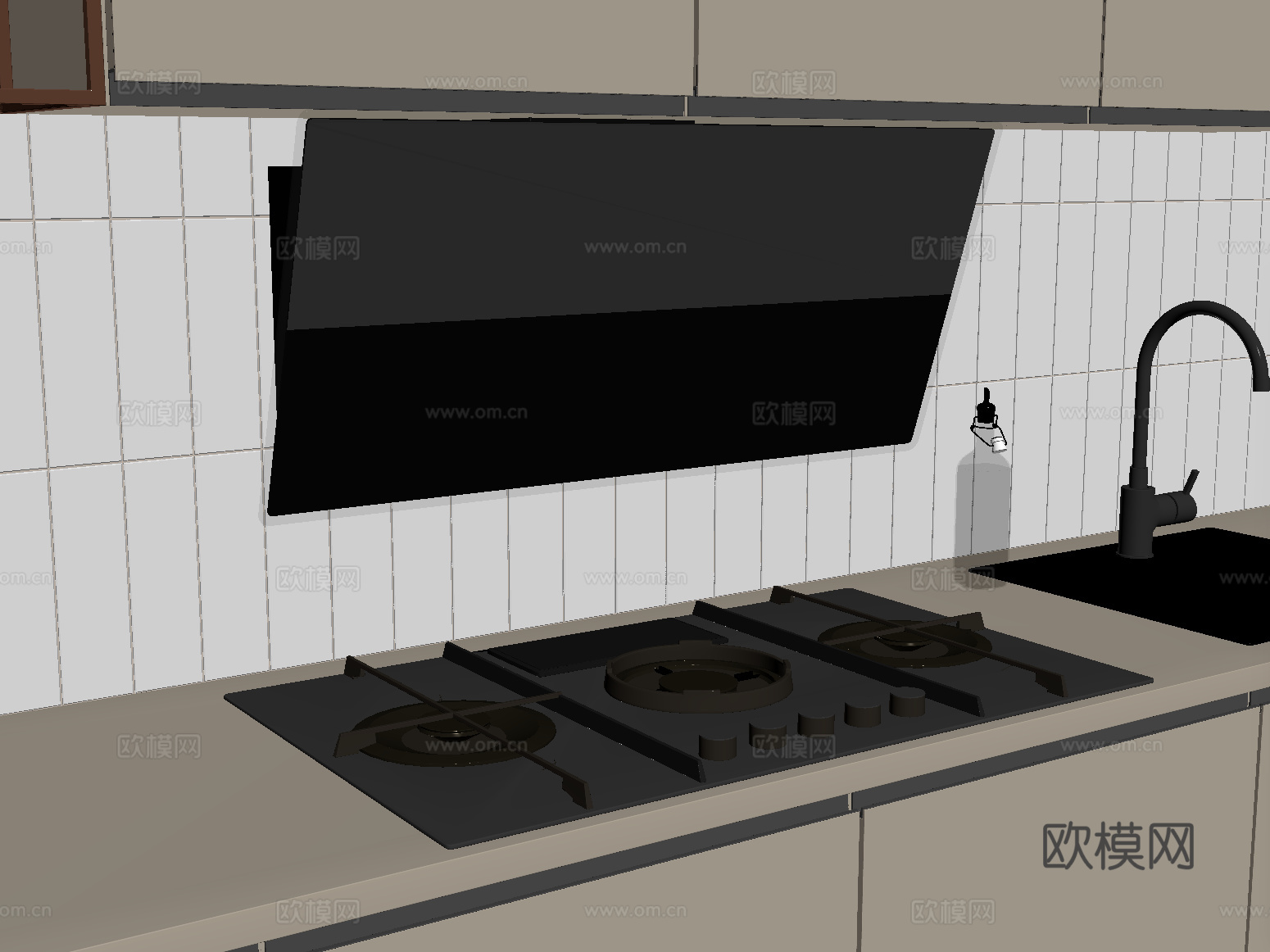 现代油烟机 燃气灶su模型