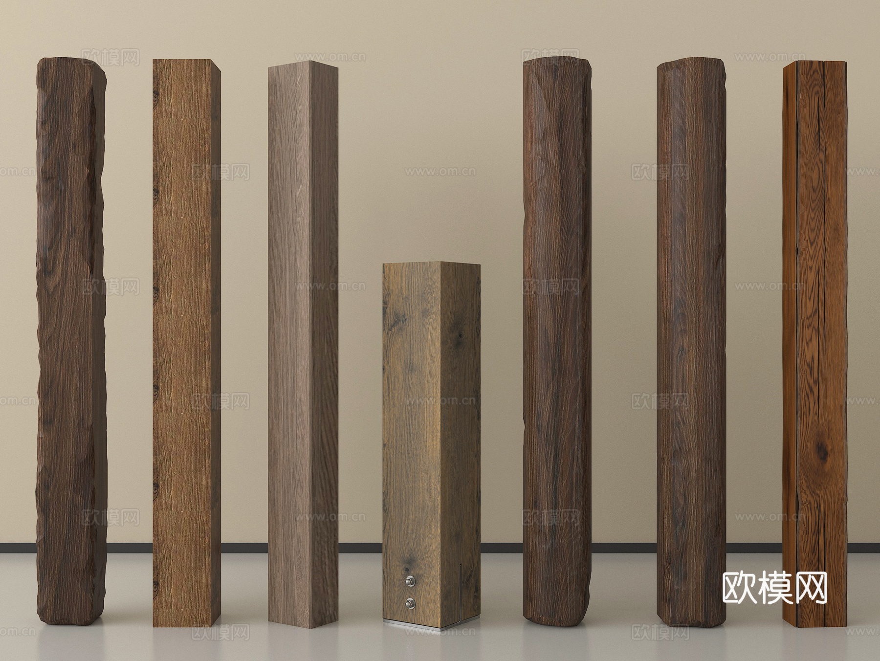 现代柱子 老木头柱子 木板 木梁su模型