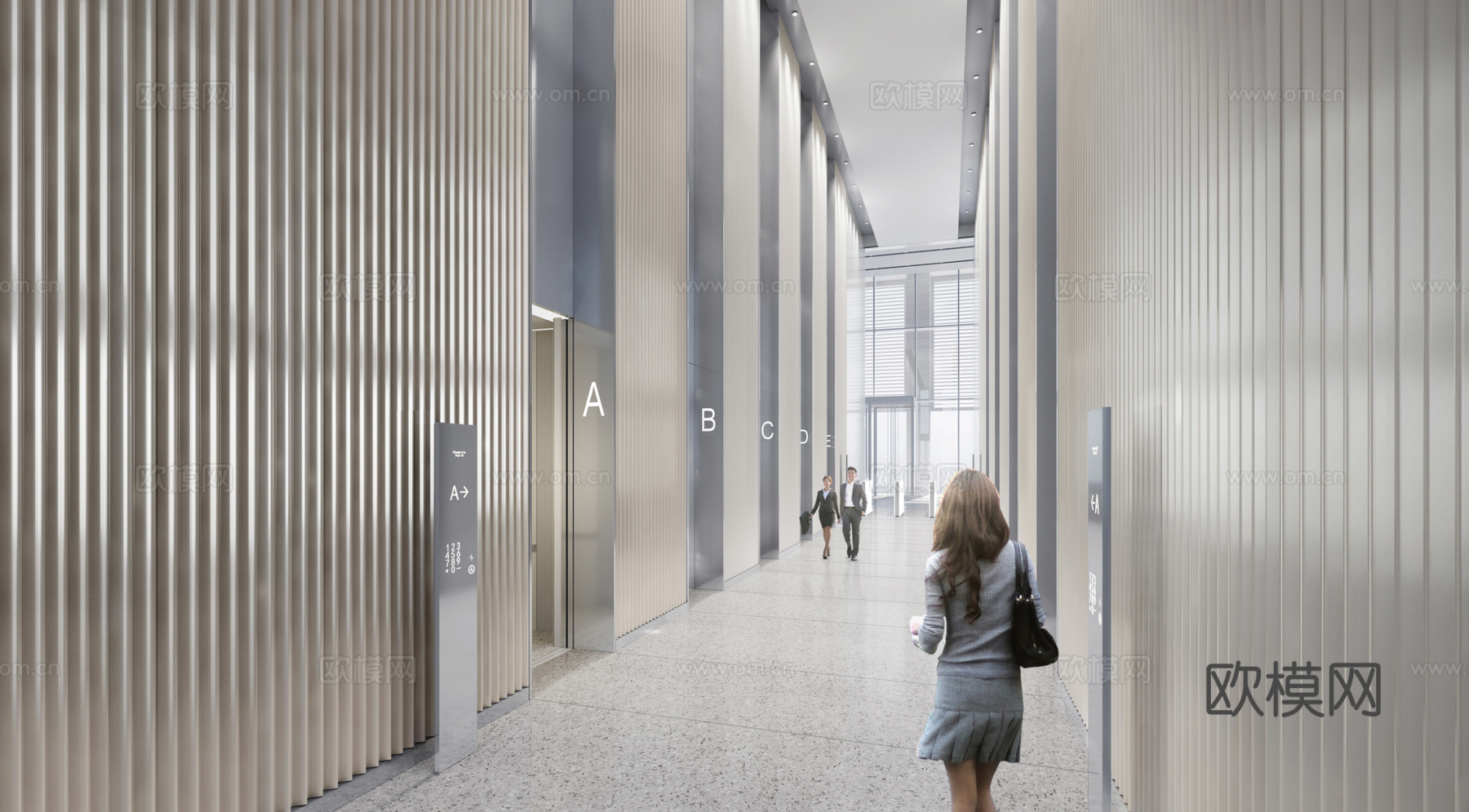 办公楼大堂 最新全套施工图 效果图合集cad施工图