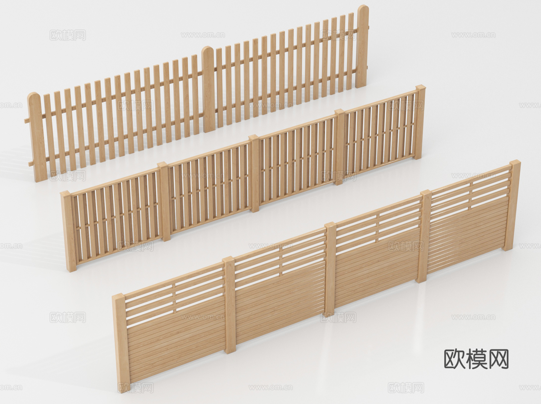现代栅栏 围栏 竹篱笆 护栏 木栅栏su模型