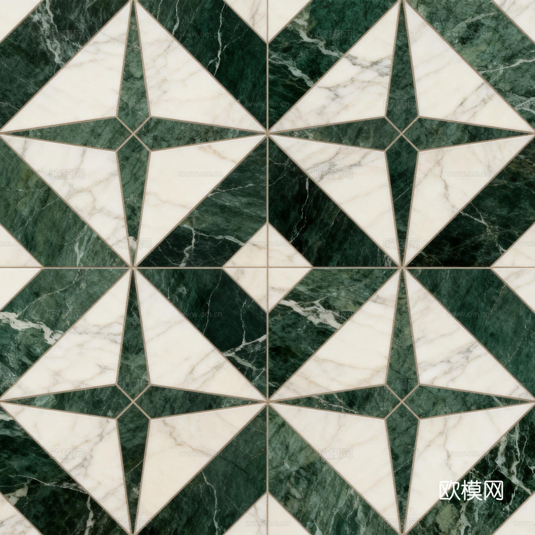 绿白色石材拼花 花卉图案水切刀拼花石材 绿色石材拼花马赛克