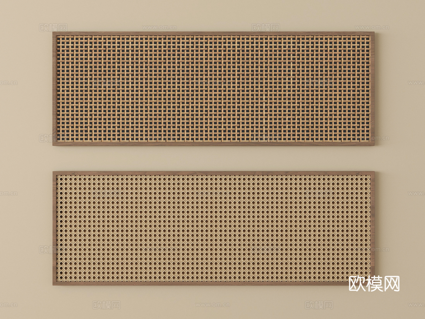 侘寂风镂空屏风隔断 藤编su模型