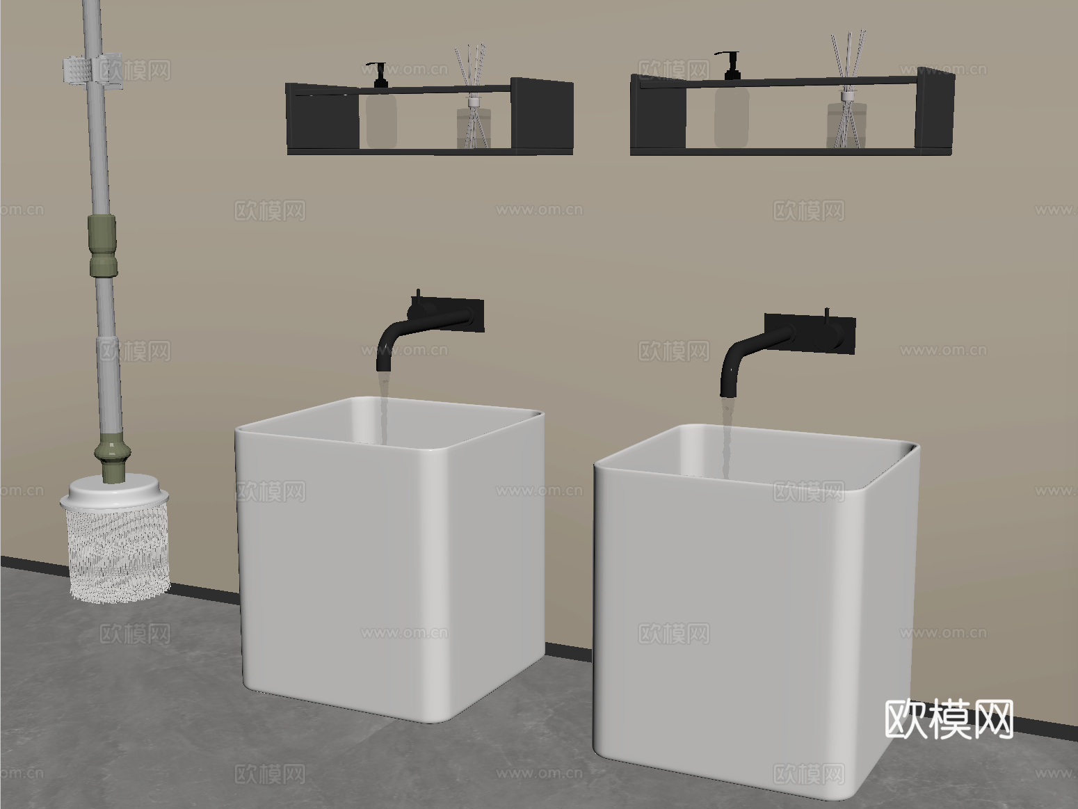 现代拖把池 拖布池 墩布池 拖把 卫浴小件su模型