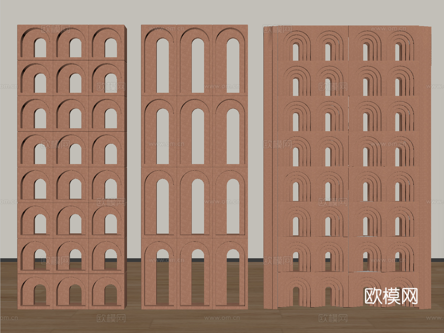 现代镂空水泥砖 水泥砖隔断 预制砖墙砖su模型