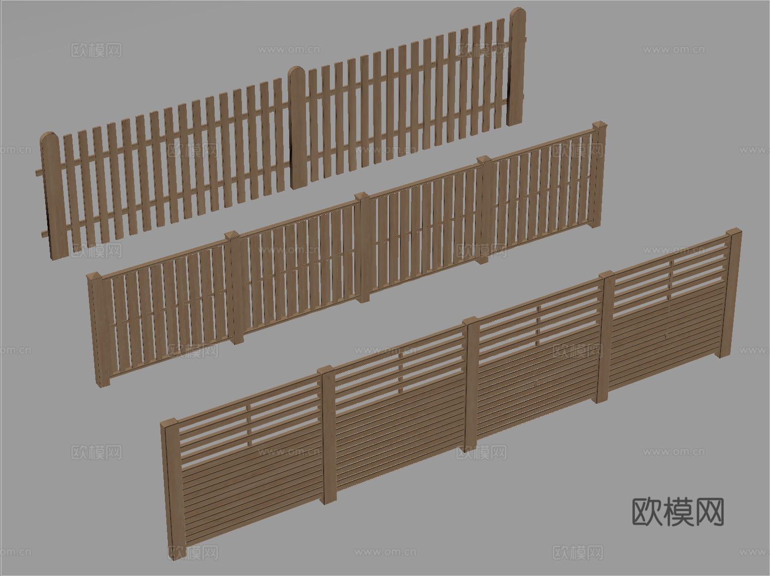 现代栅栏 围栏 竹篱笆 护栏 木栅栏su模型