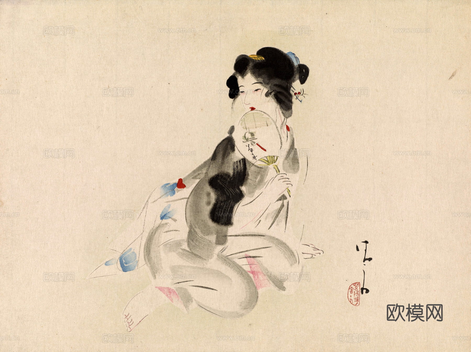 日本浮世绘人物画，日本清新人物画37