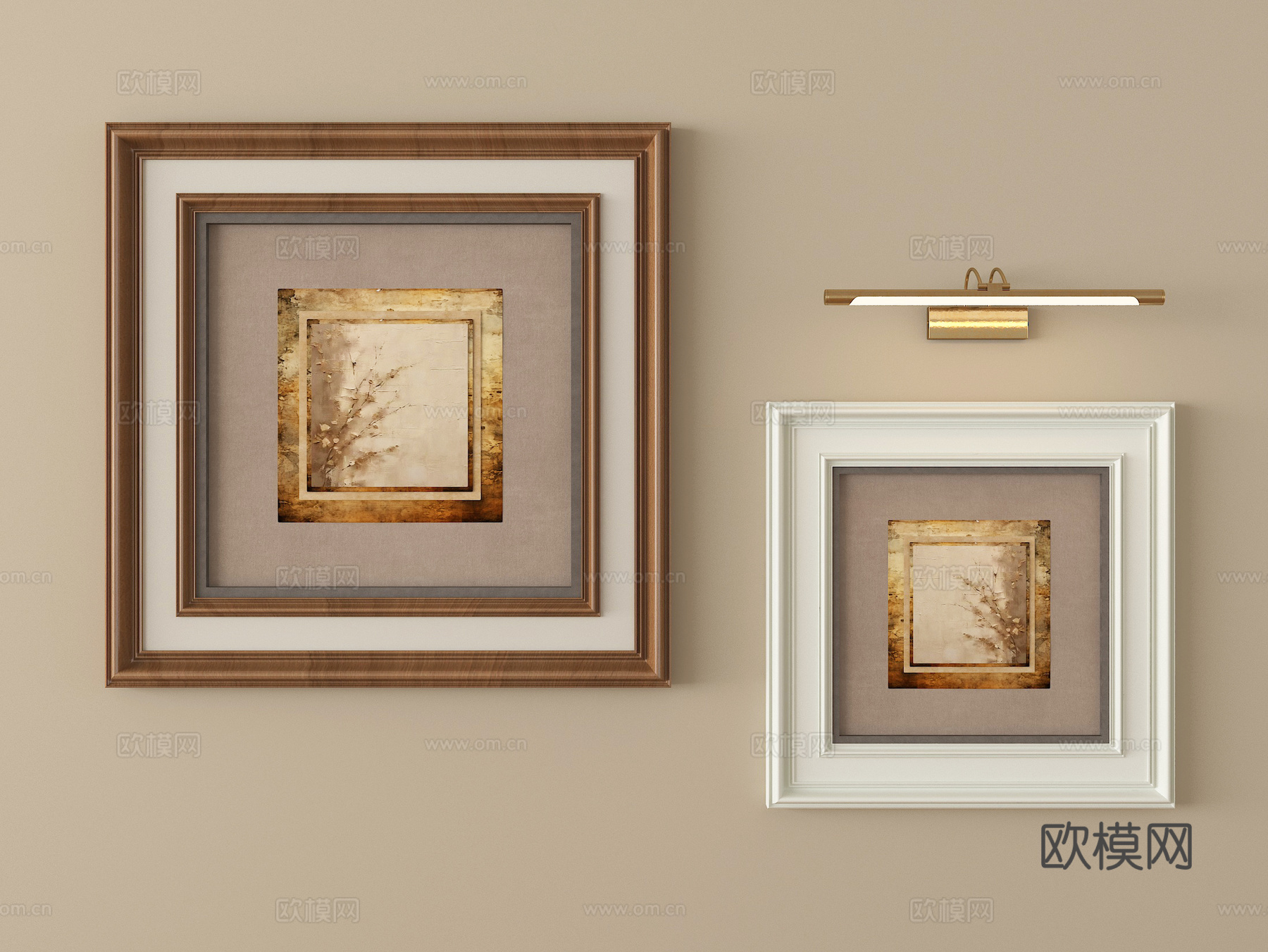 中古挂画组合 装饰挂画su模型