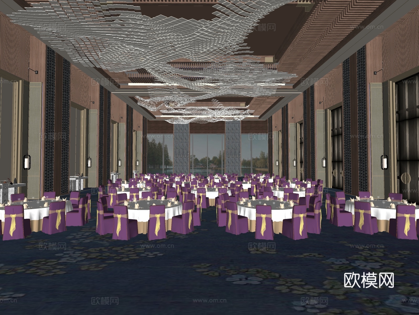 工装酒店空间宴会厅su模型
