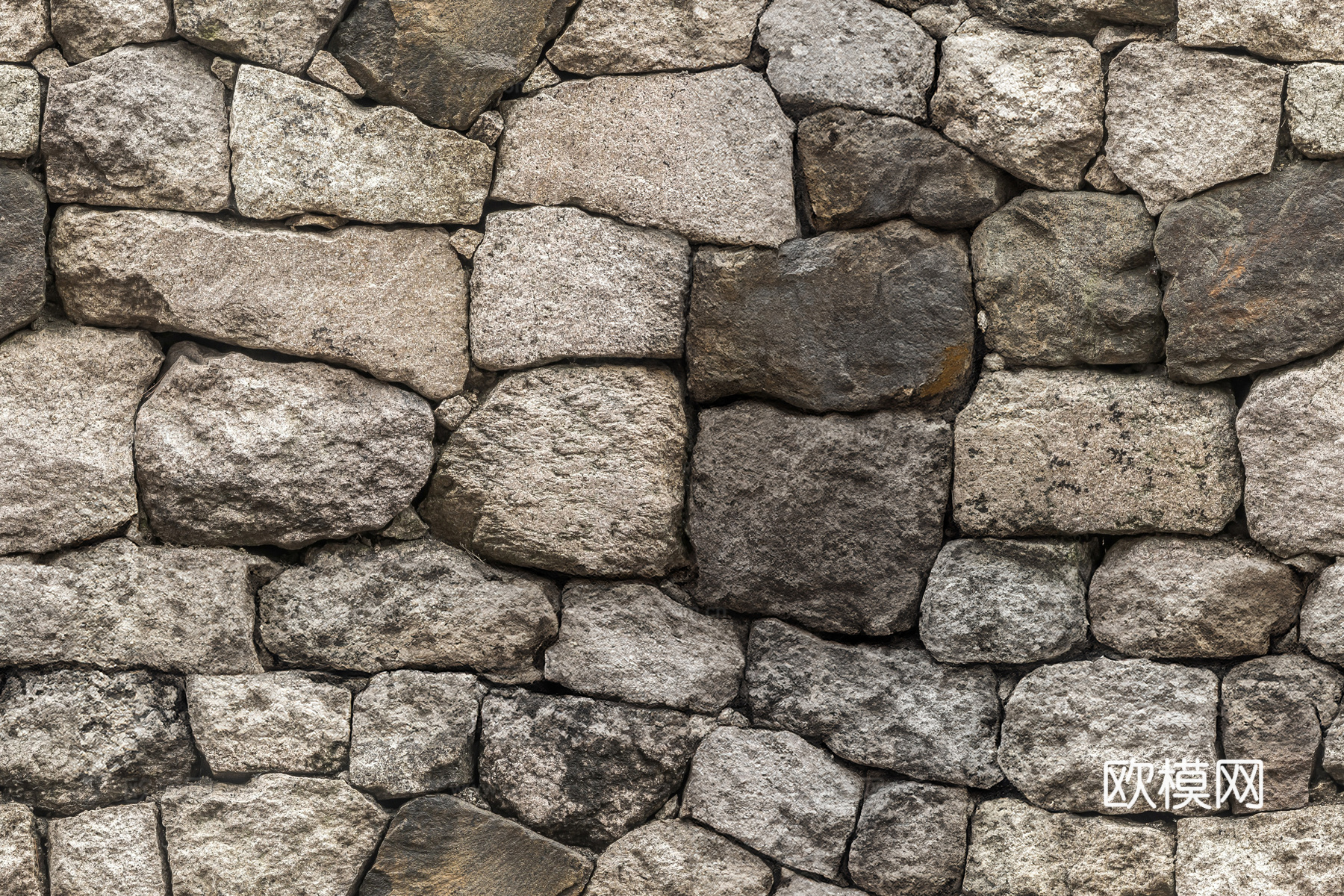日式复古石墙_无缝自然乱石砌墙_文化墙_石挡墙贴图