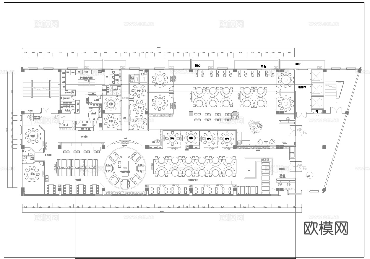 950平中餐厅 最新平面施工图合集cad施工图