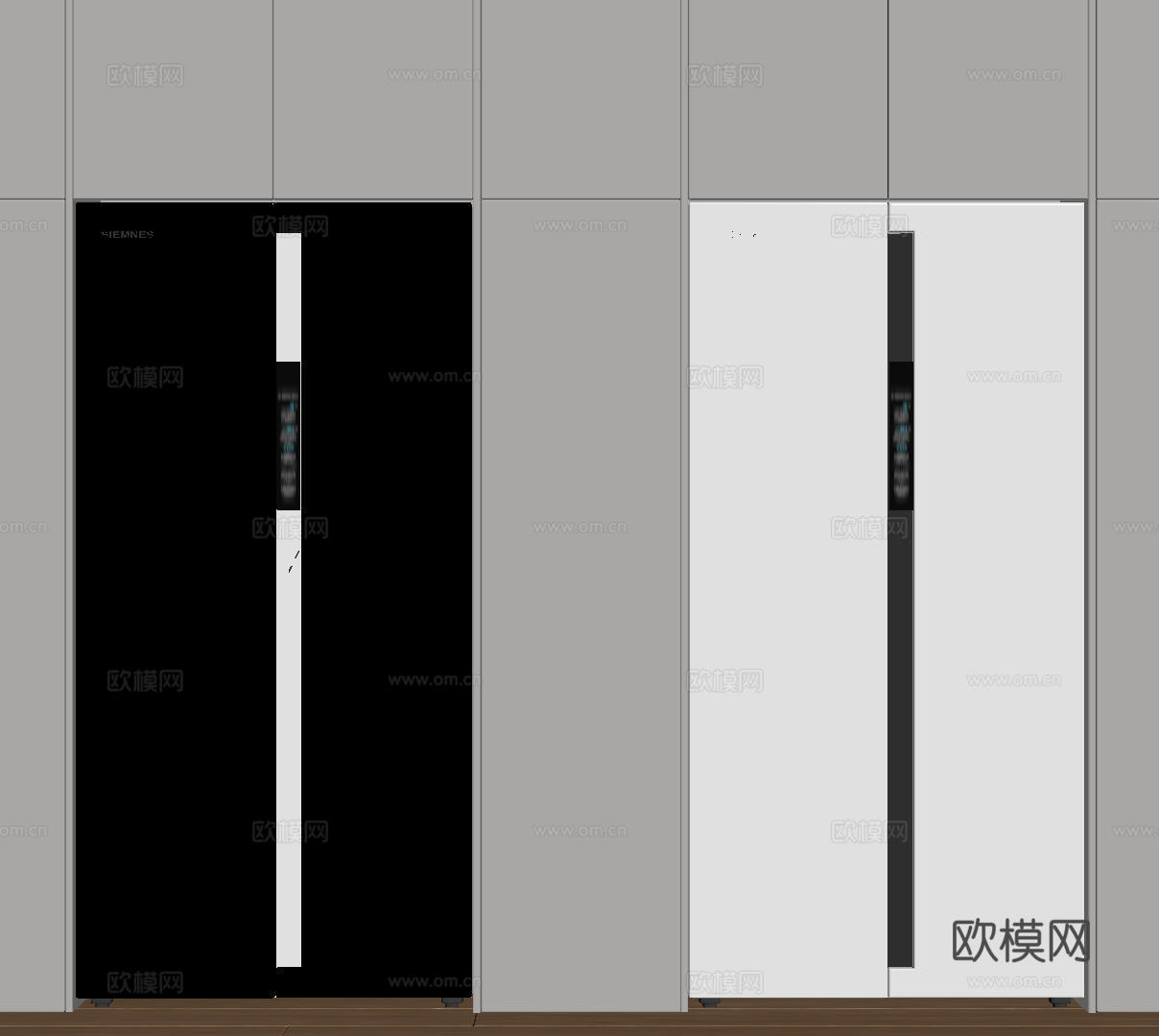 现代极简冰箱 双开门冰箱 简约冰箱柜 中古冰箱 意式冰箱 厨su模型