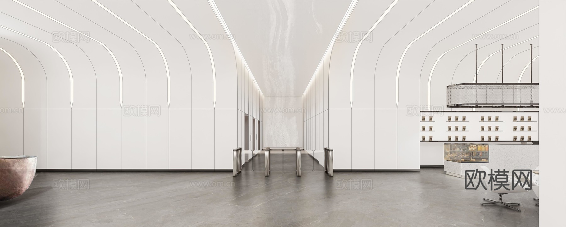 办公楼大堂 最新全套施工图 效果图合集cad施工图