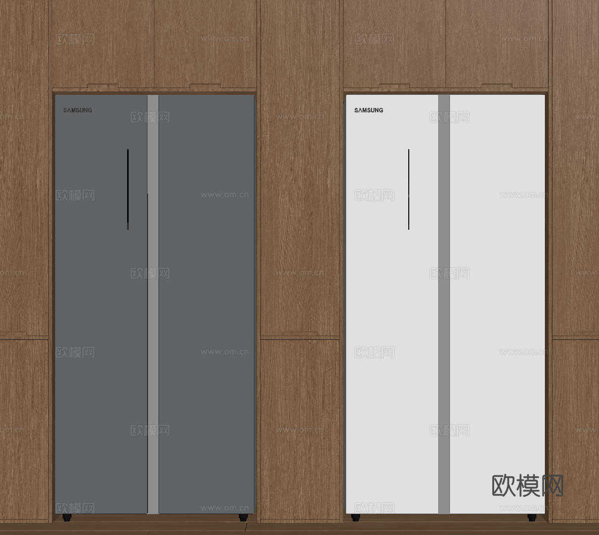 现代极简冰箱 双开门冰箱 简约冰箱柜 中古冰箱 意式冰箱 厨su模型