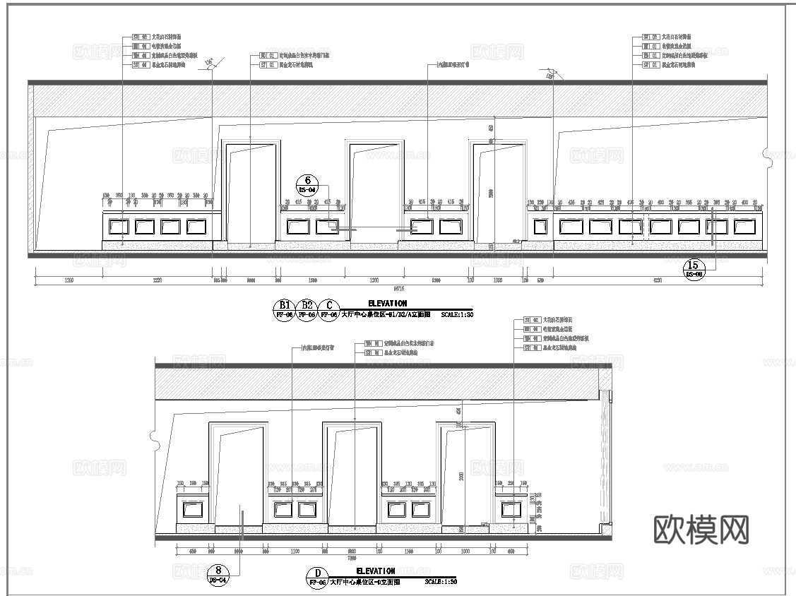 500平西餐厅 自助餐厅 最新平面施工图合集cad施工图