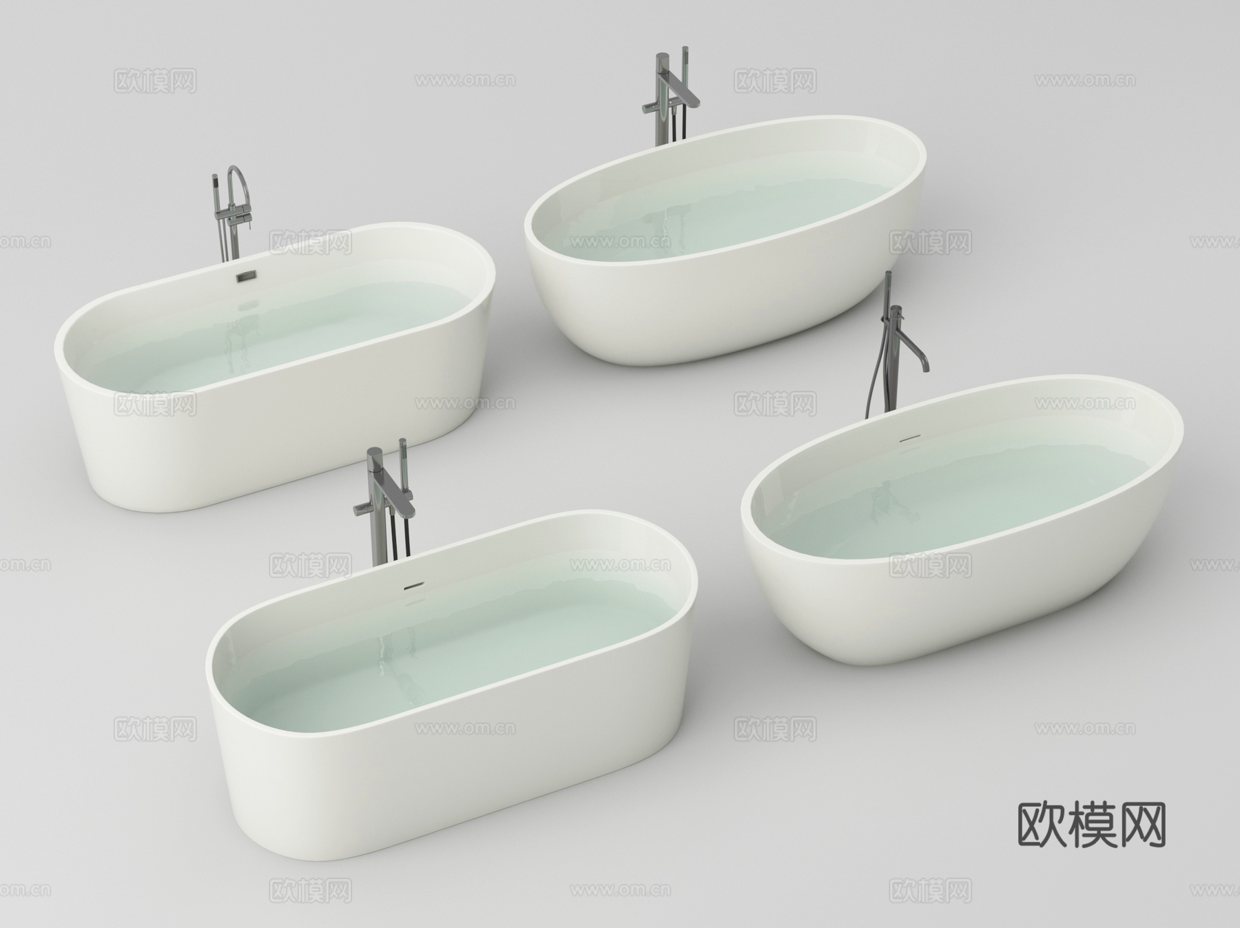 现代浴缸 浴缸 一体式浴缸 浴缸水龙头su模型