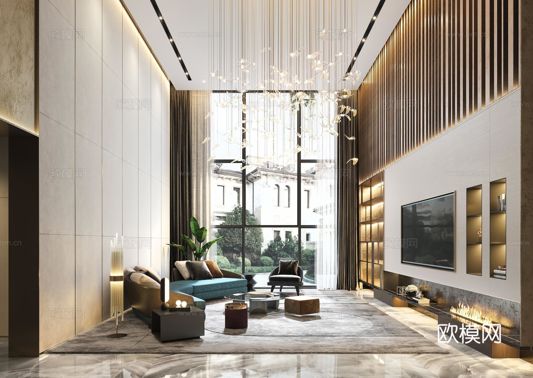 轻奢别墅 样板间 最新全套施工图 效果图合集cad施工图