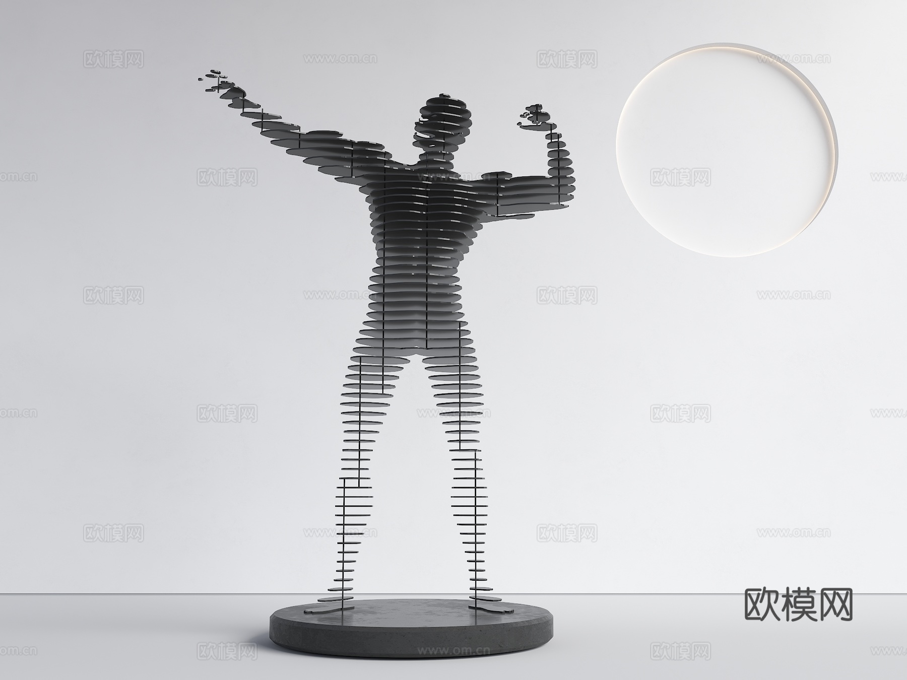 景观雕塑 人物雕塑 切片人物 切片雕塑 不锈钢雕塑 不锈钢人su模型