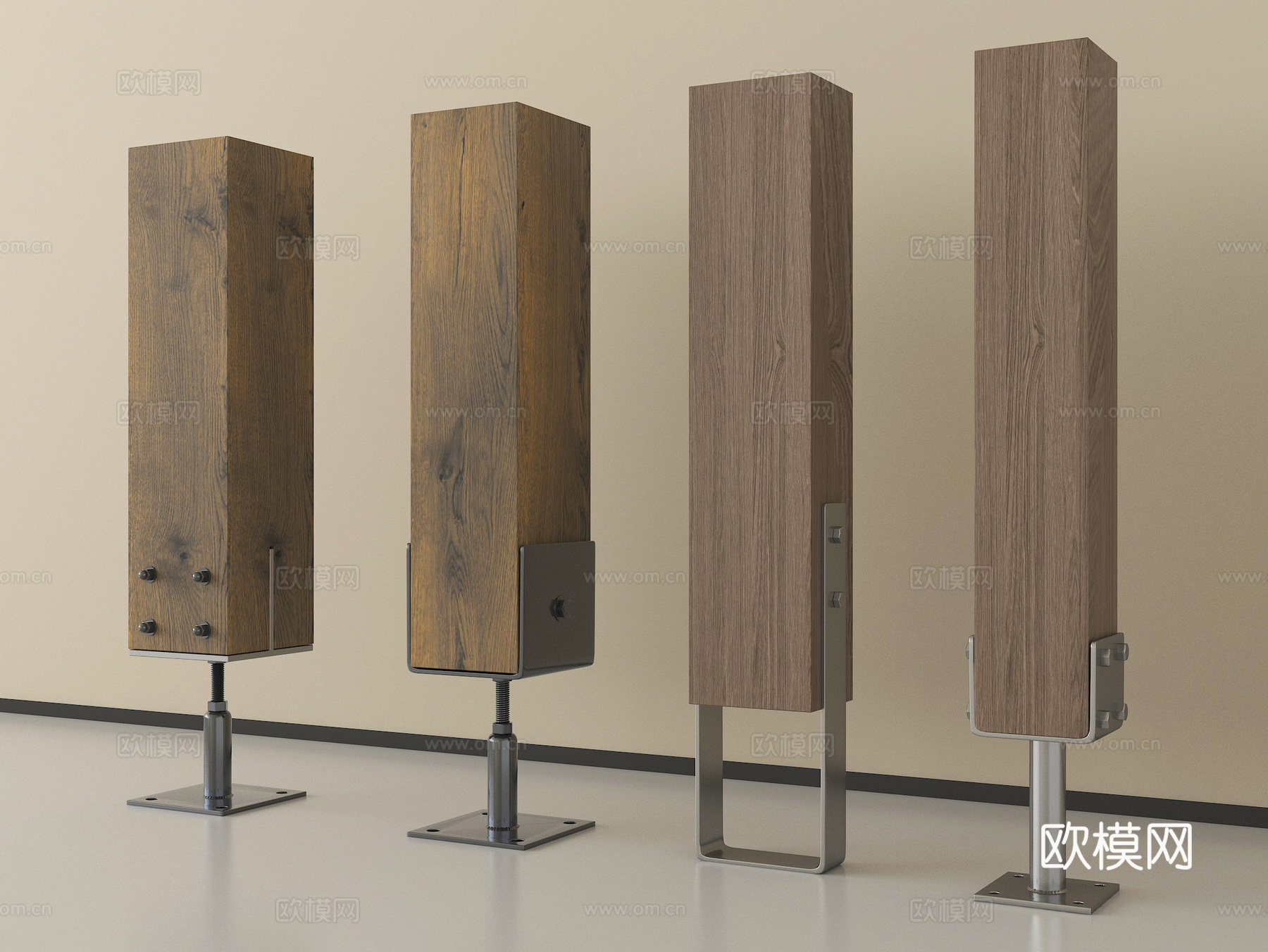 现代柱子 老木头柱子 老木板 木梁 户外枕木su模型