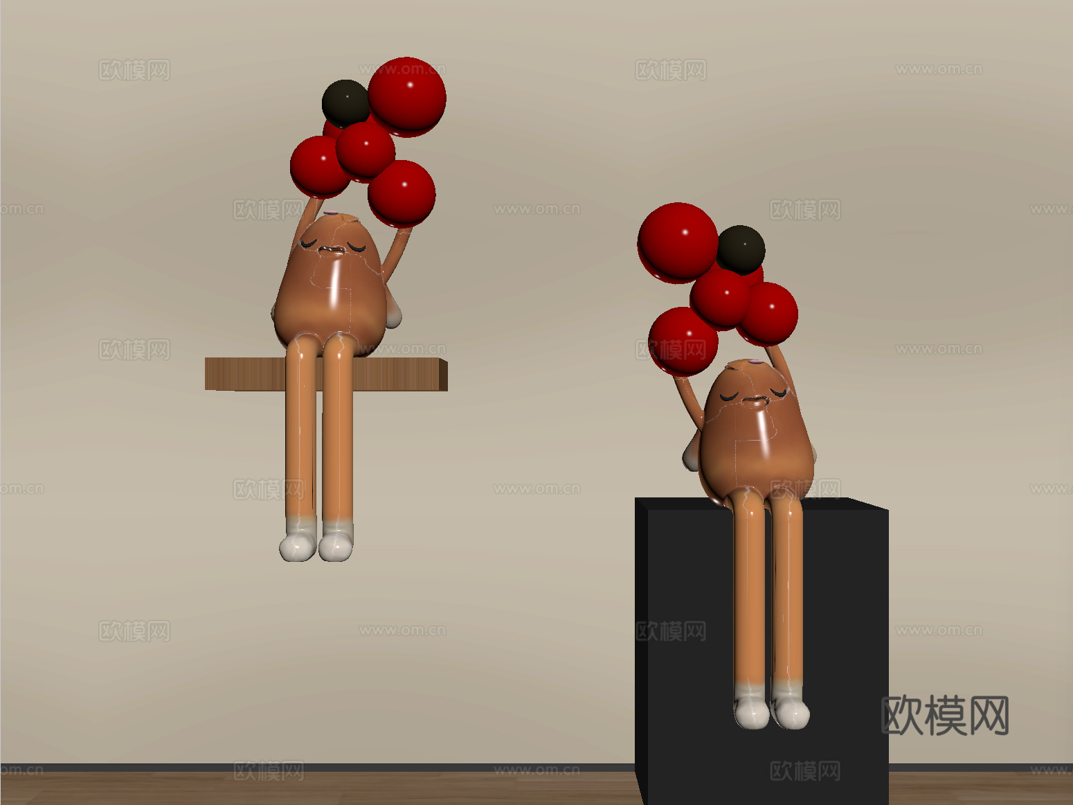 现代雕塑摆件su模型