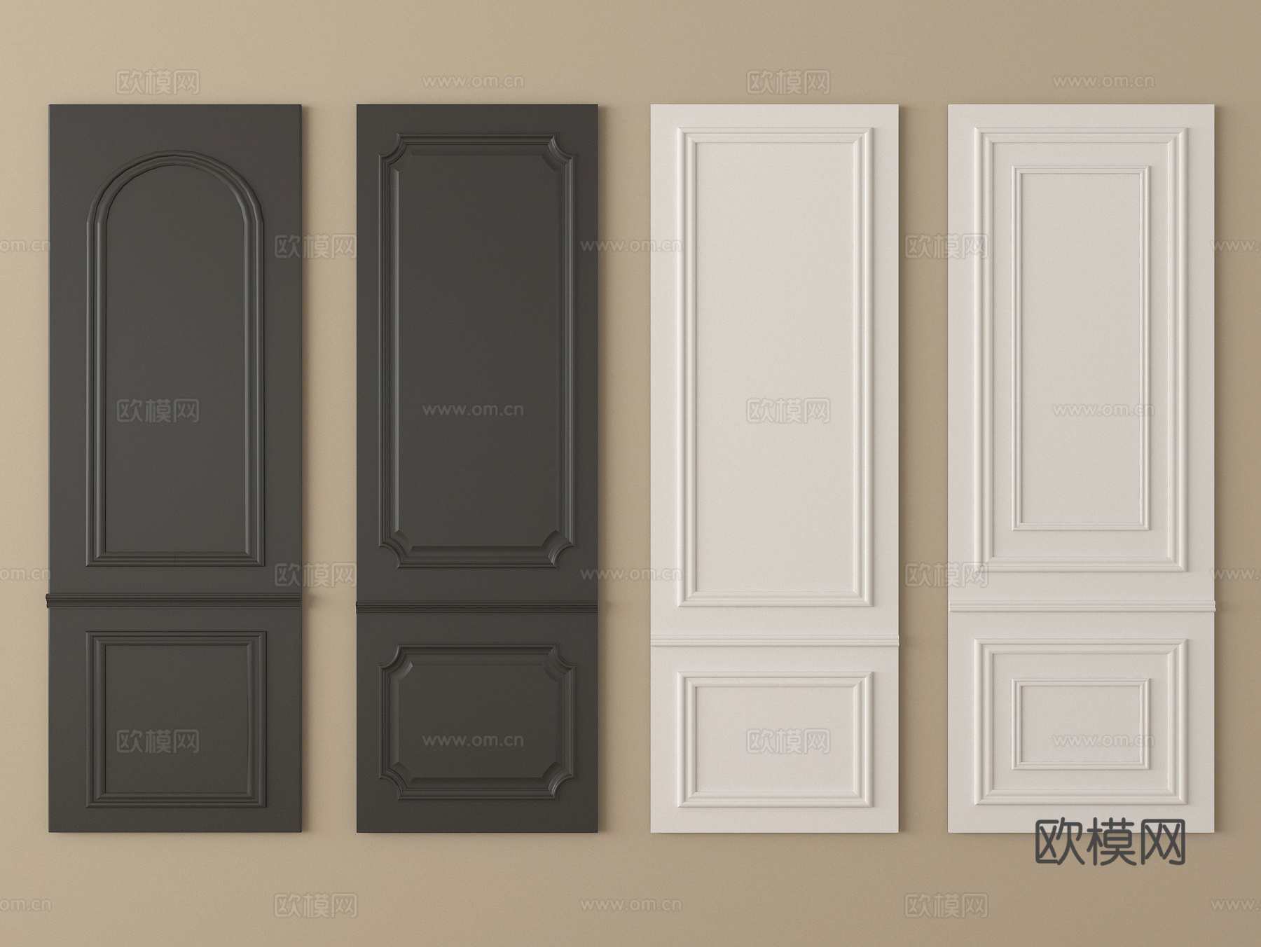 法式护墙板 线条 背景墙su模型