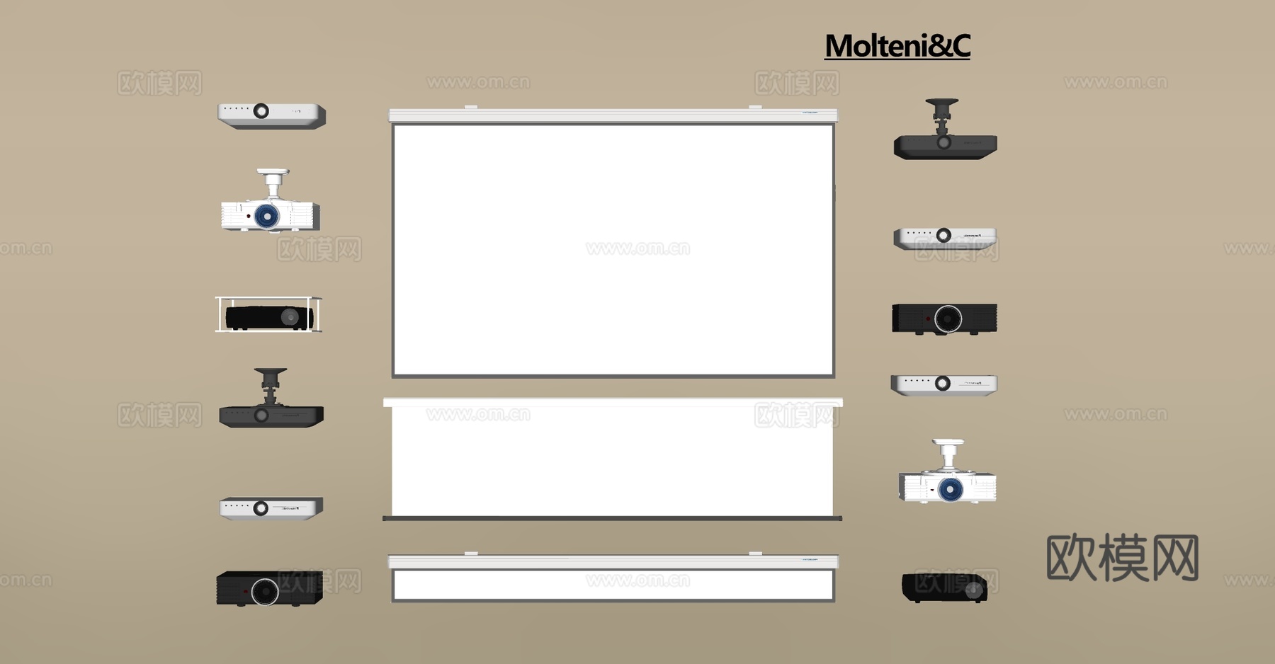 投影仪 幕布 投影设备su模型