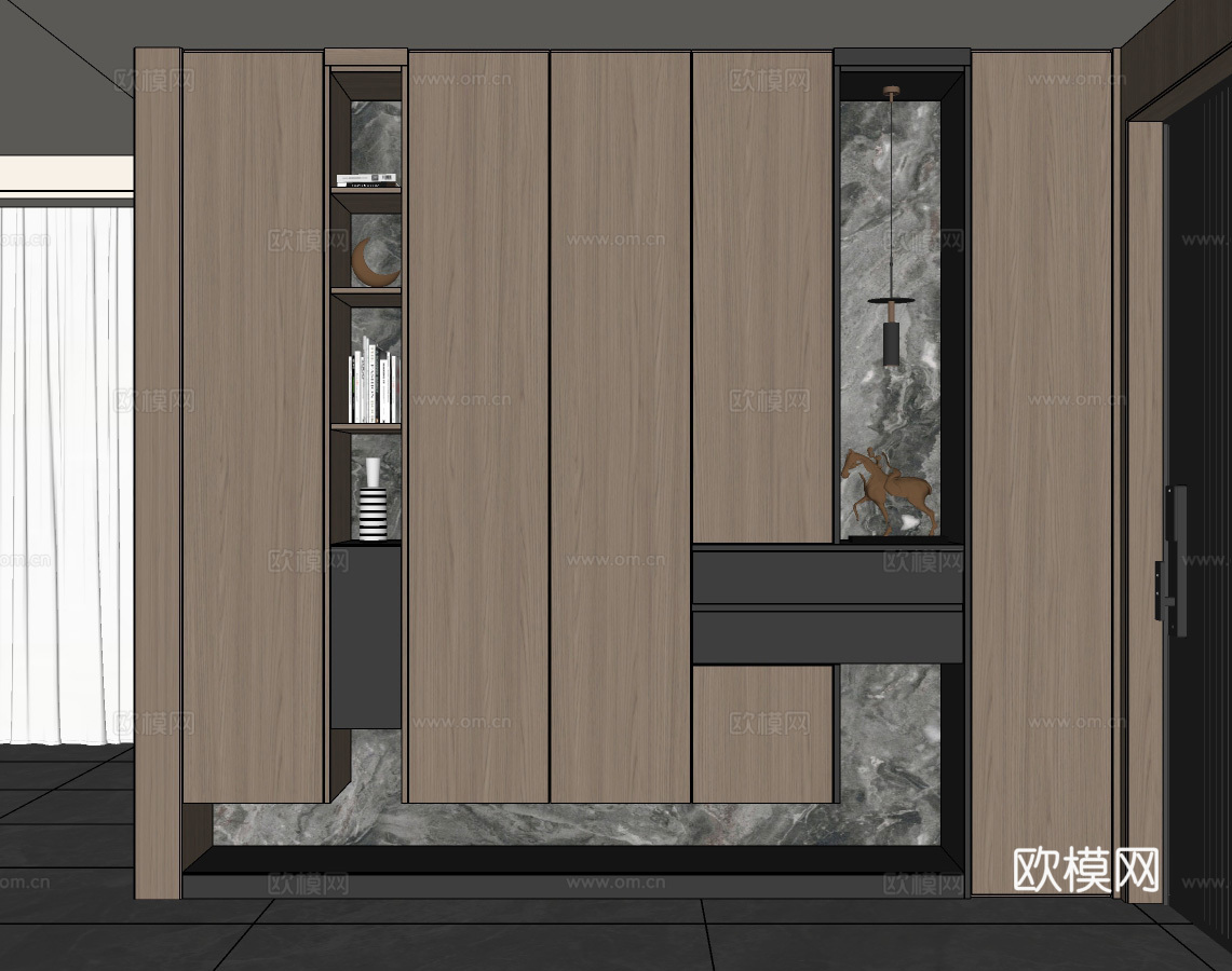 现代意式入户玄关鞋柜  玄关柜  装饰柜su模型