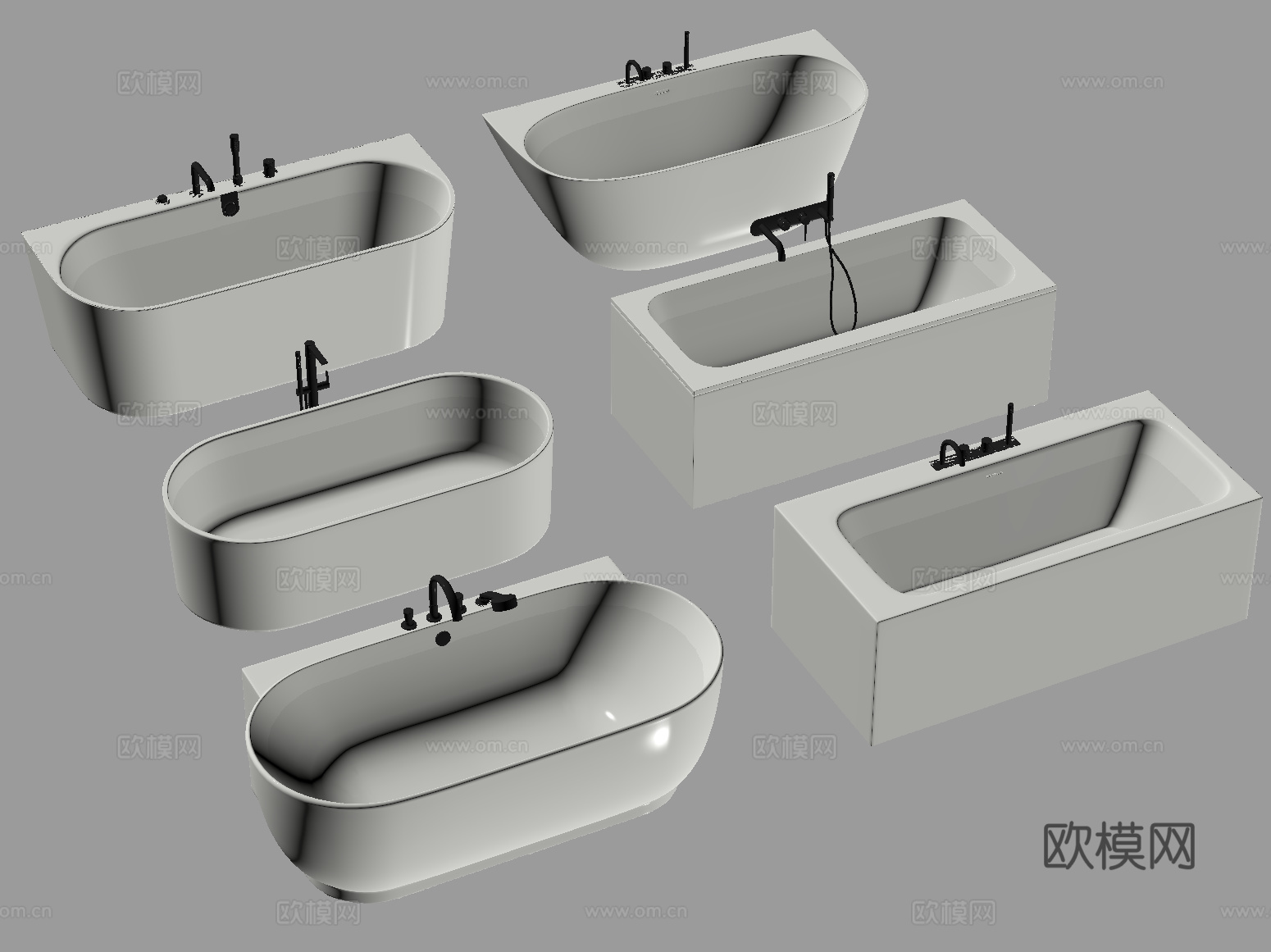 现代浴缸组合 水龙头su模型