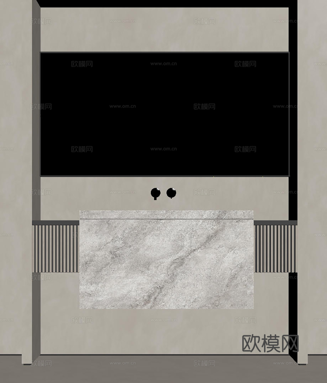 现代极简洗手台 中古浴室柜 台盆柜 装饰品摆件 镜子 卫生间su模型