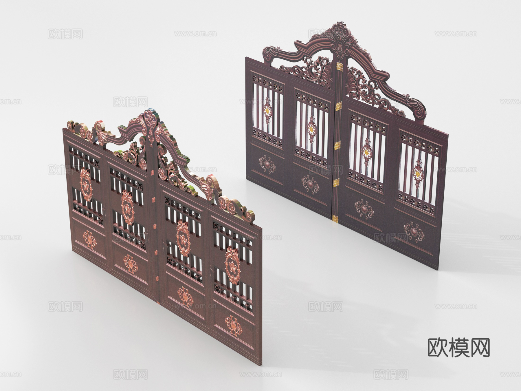 欧式庭院门 别墅入户门 铁艺大门su模型