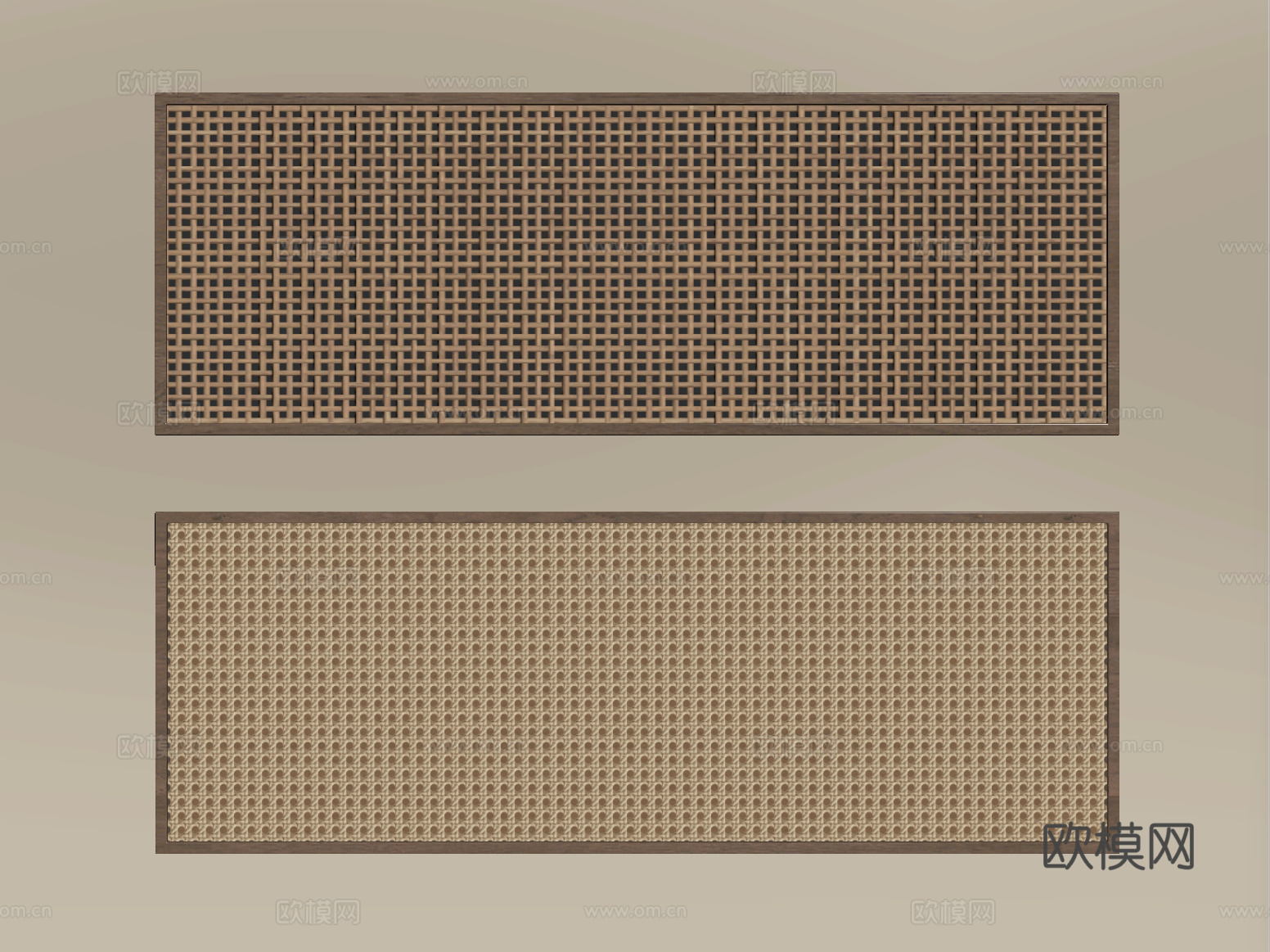 侘寂风镂空屏风隔断 藤编su模型