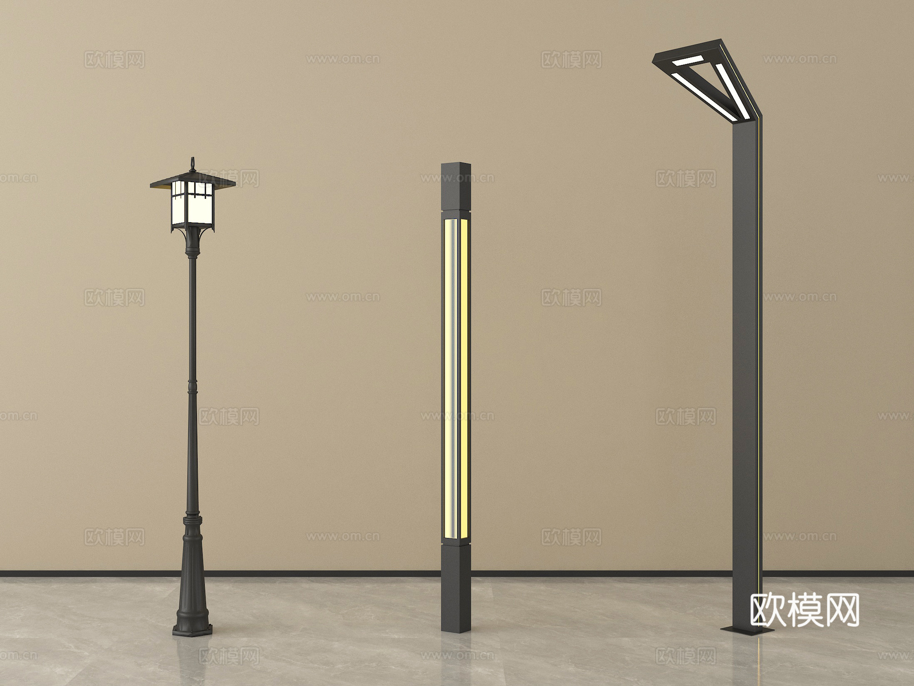 新中式景观灯 高杆灯 路灯 园林景观灯 户外灯su模型