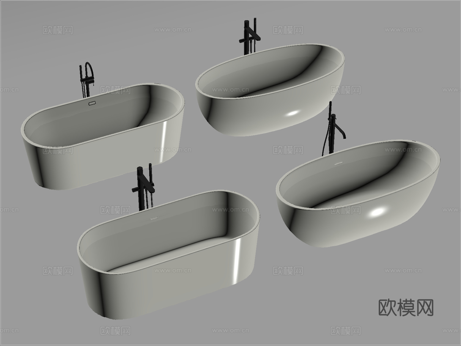 现代浴缸 浴缸 一体式浴缸 浴缸水龙头su模型