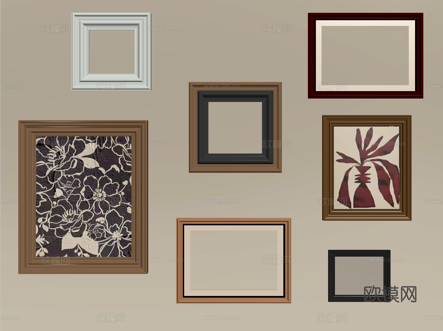 中古风装饰画 相框 画框su模型